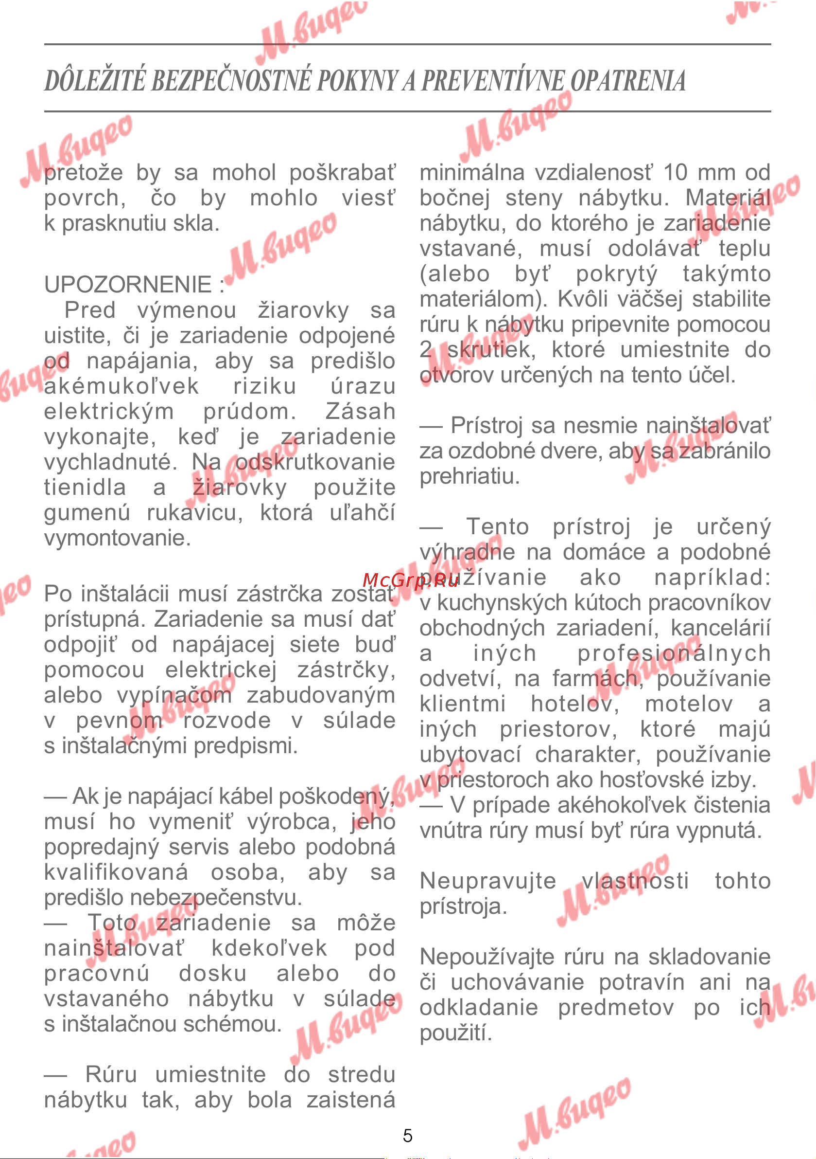 De Dietrich DOP7231A [308/329] Dôležité bezpečnostné pokyny a preventívne opatrenia