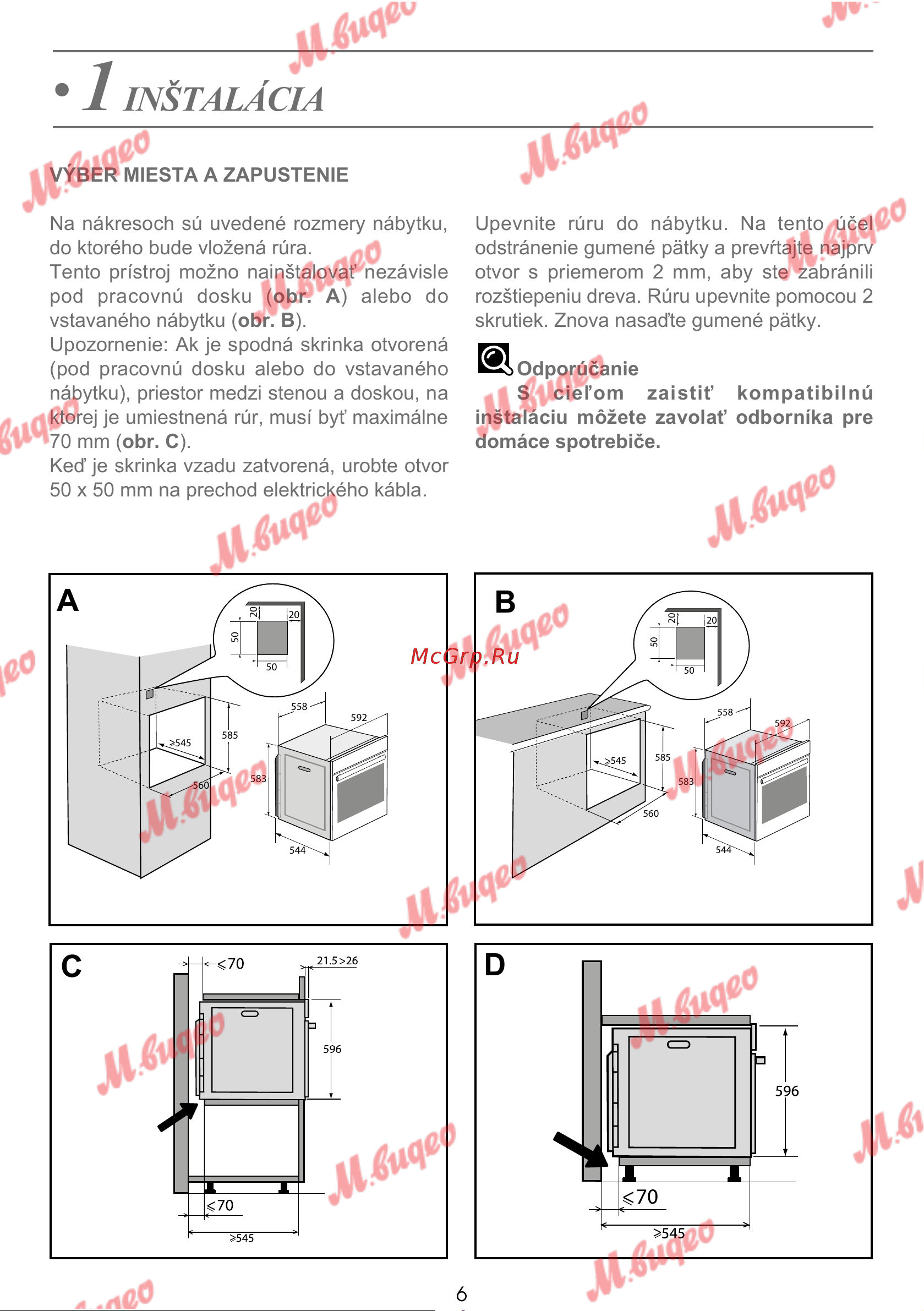 De Dietrich DOP7231A [309/329] Inštalácia