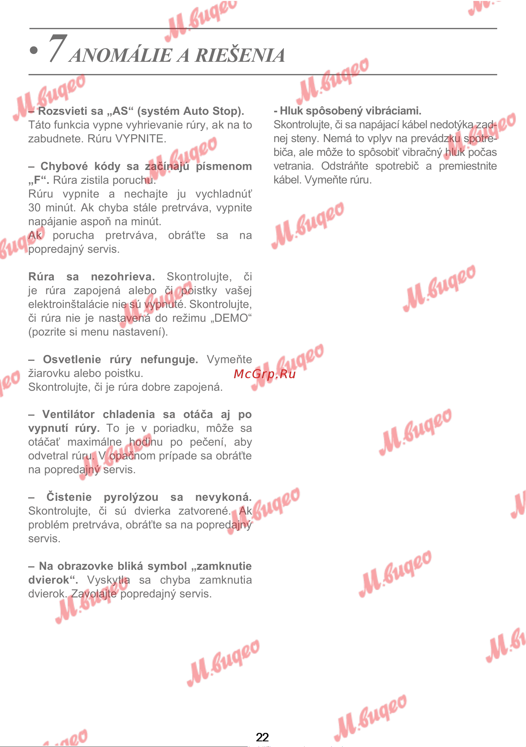 De Dietrich DOP7231A [325/329] Anomálie a riešenia