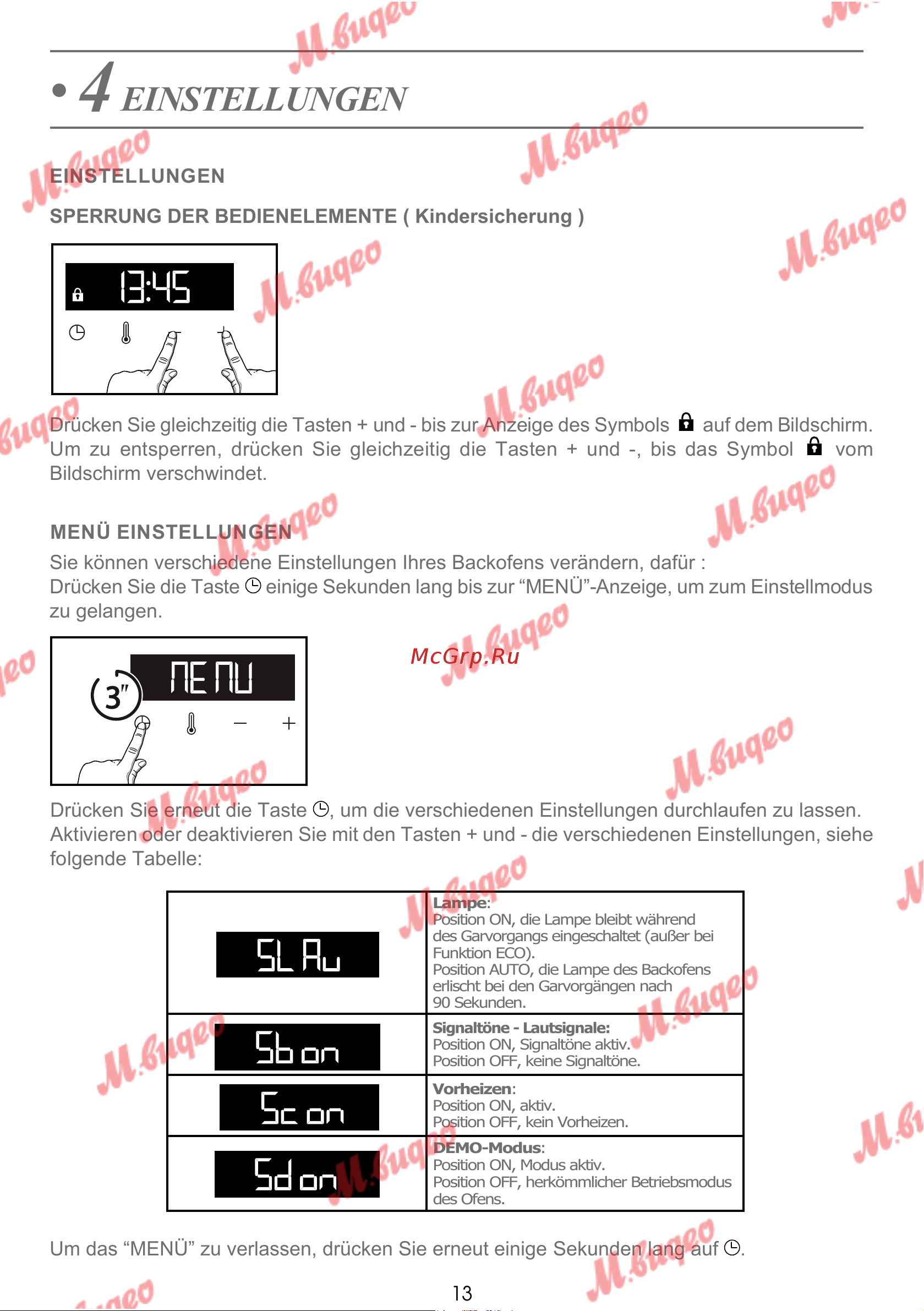 De Dietrich DOP7231A [90/329] Einstellungen