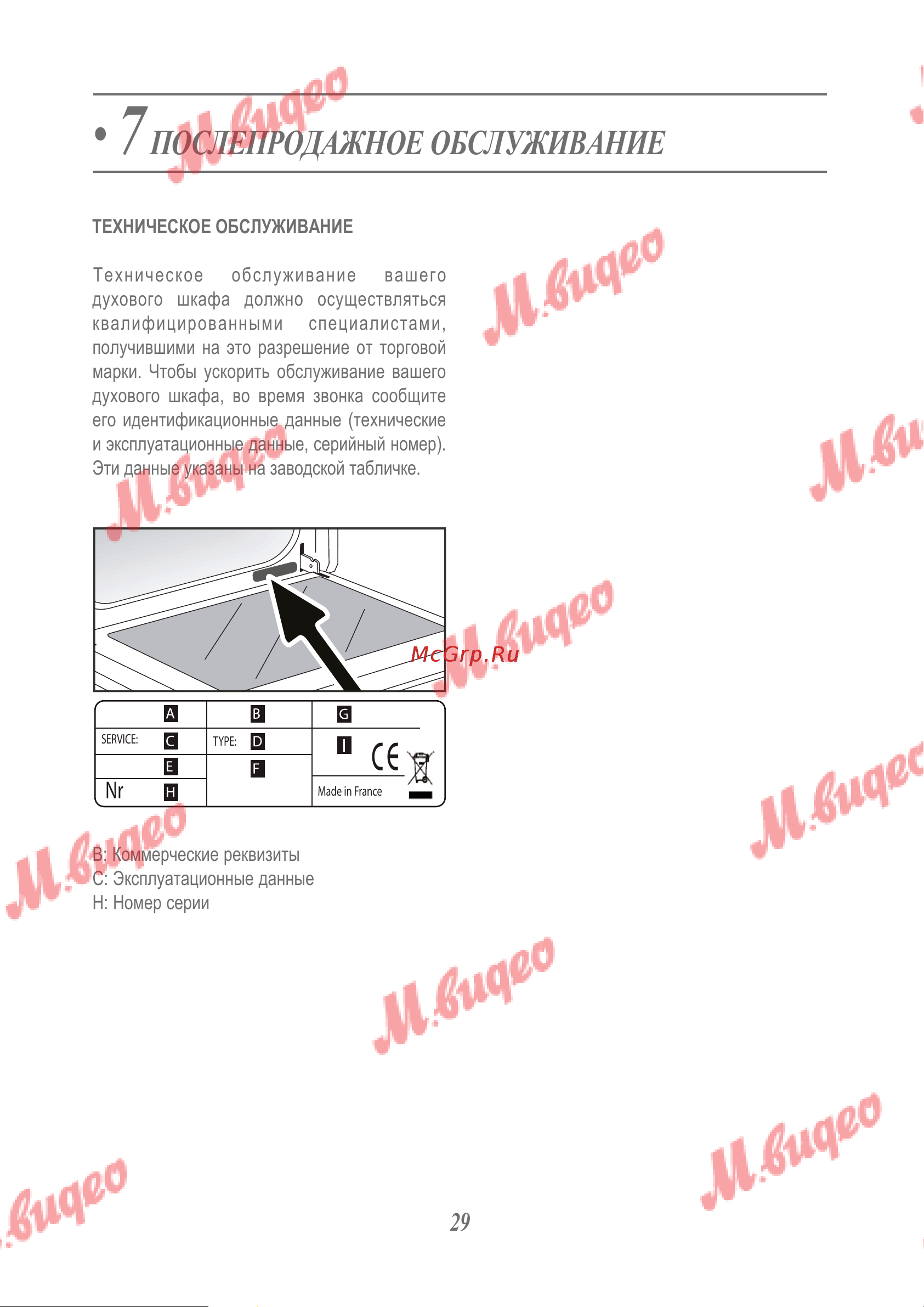 De Dietrich DOP8574X [29/37] Послепродажное обслуживание