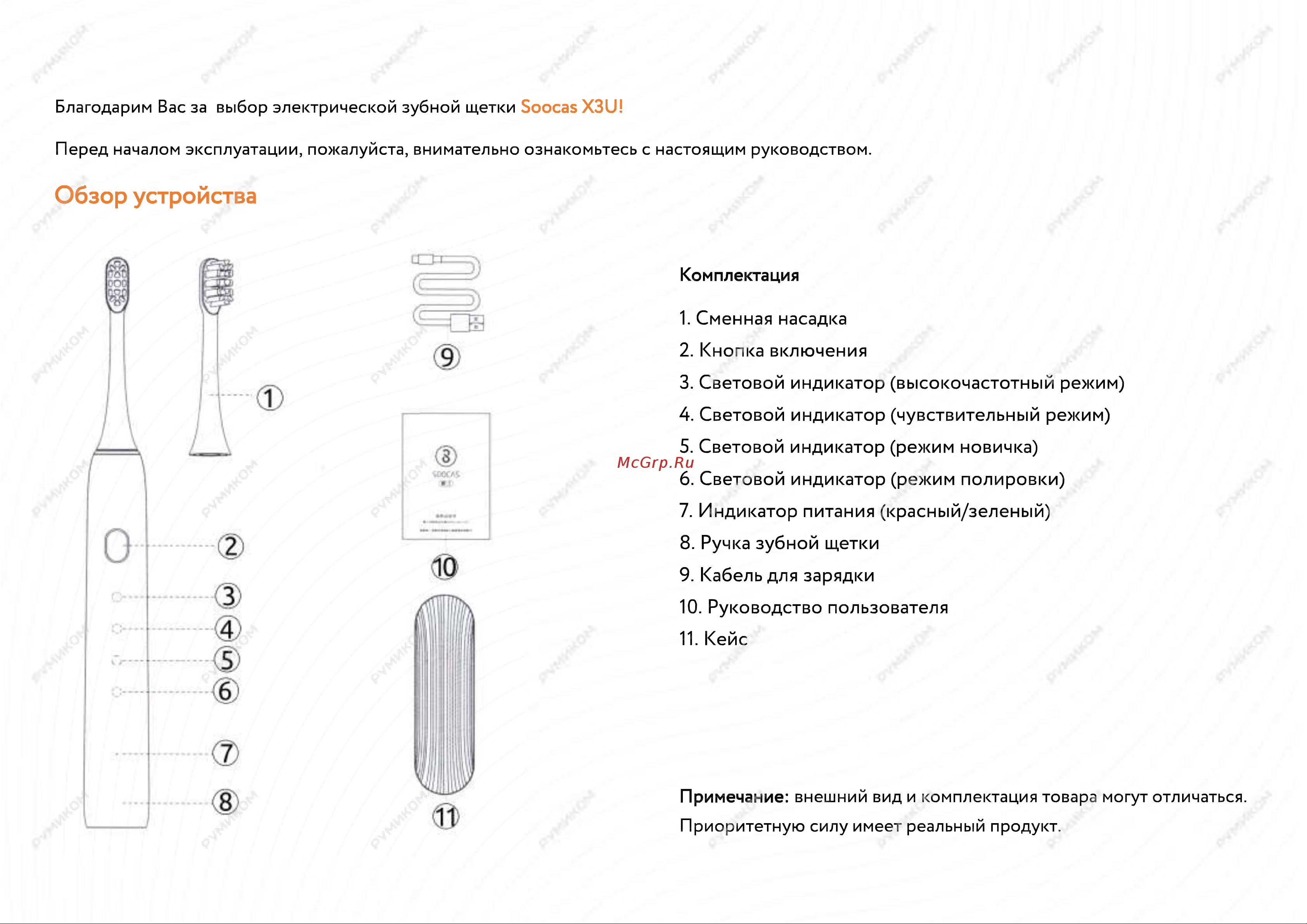 Soocas X3U Black Руководство по эксплуатации онлайн [2/5] 793996