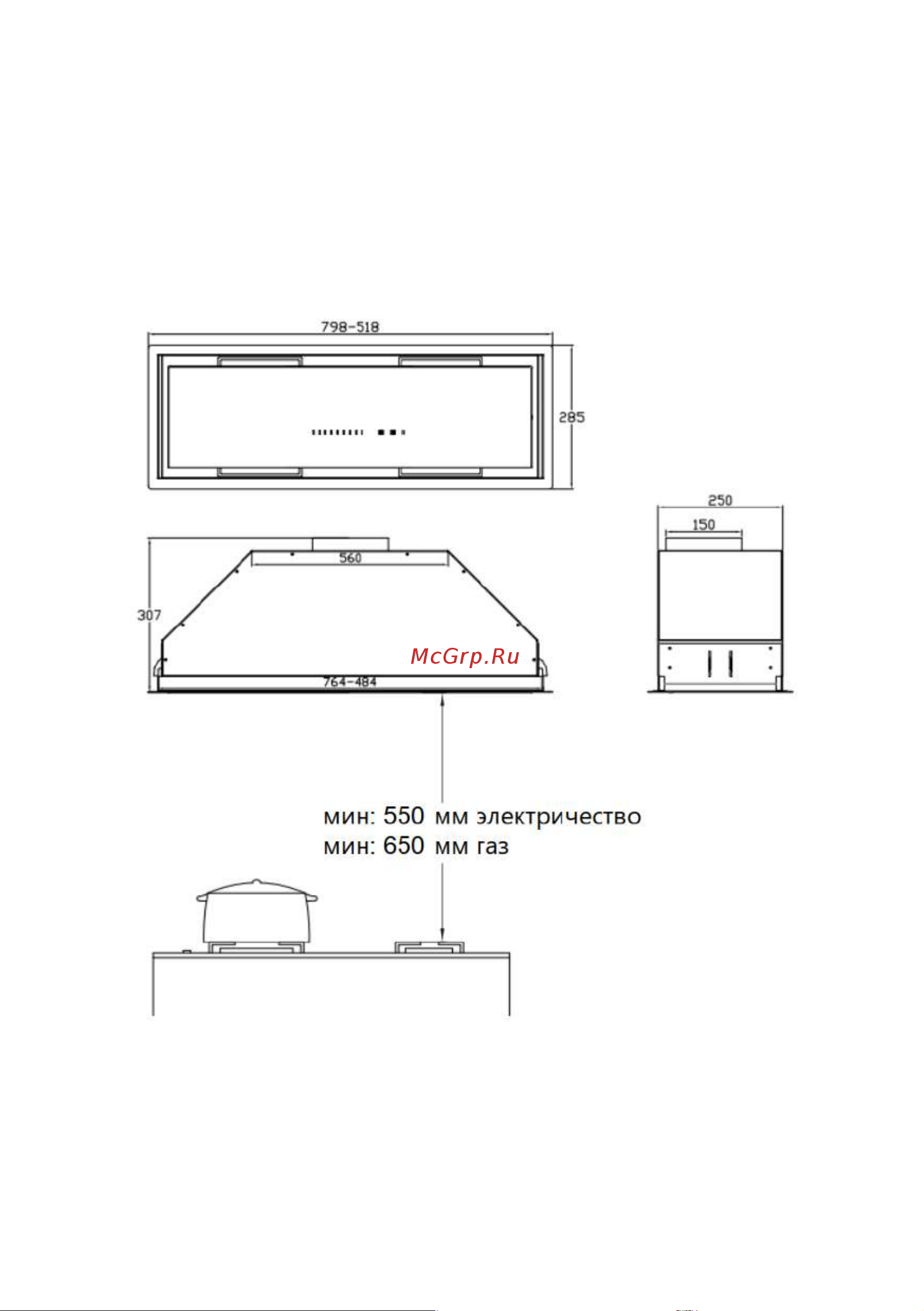 Korting KHI 9777 GN [6/20] Габариты и схемы установки