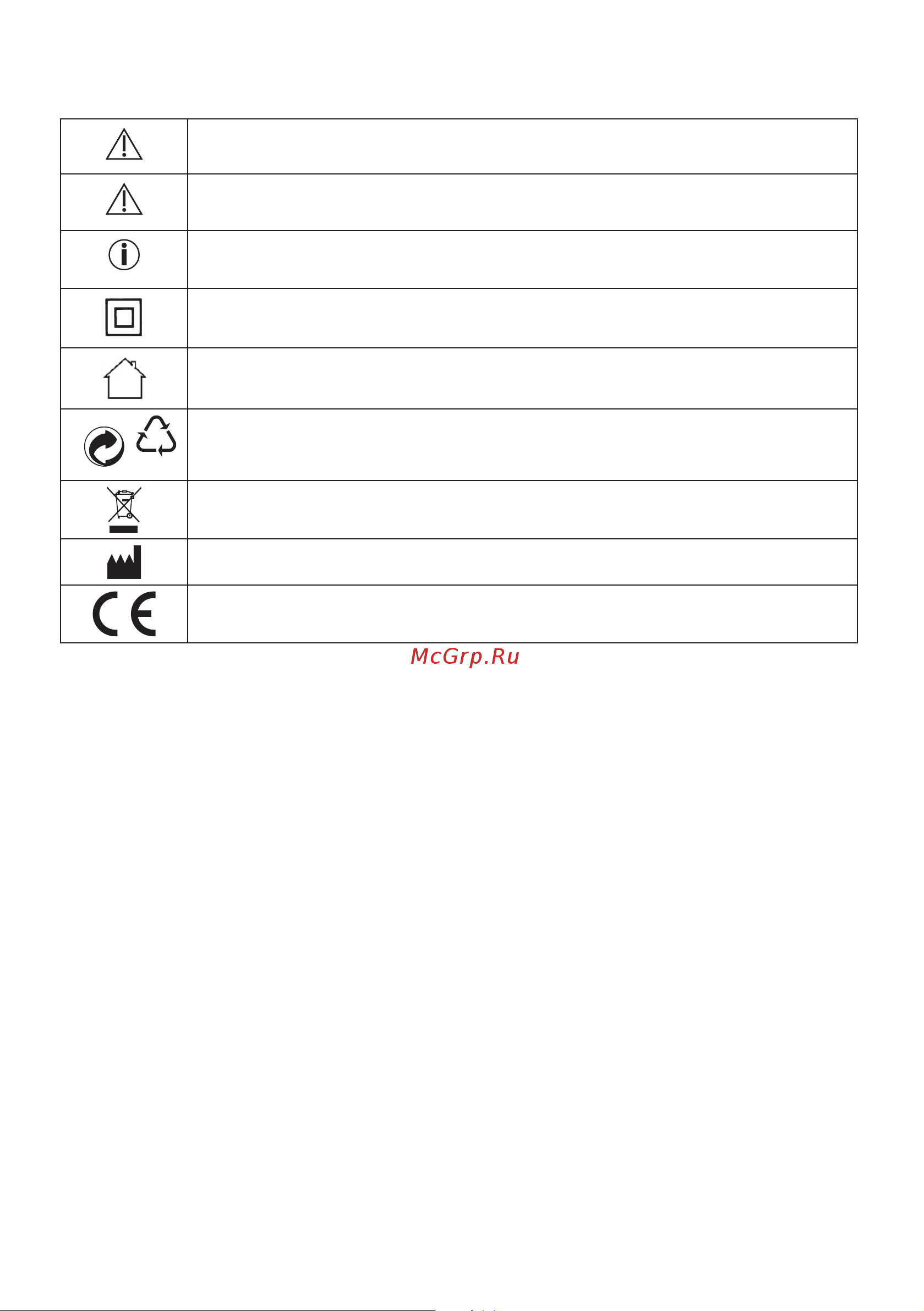 Beurer MG 151 [10/60] Signs and symbols