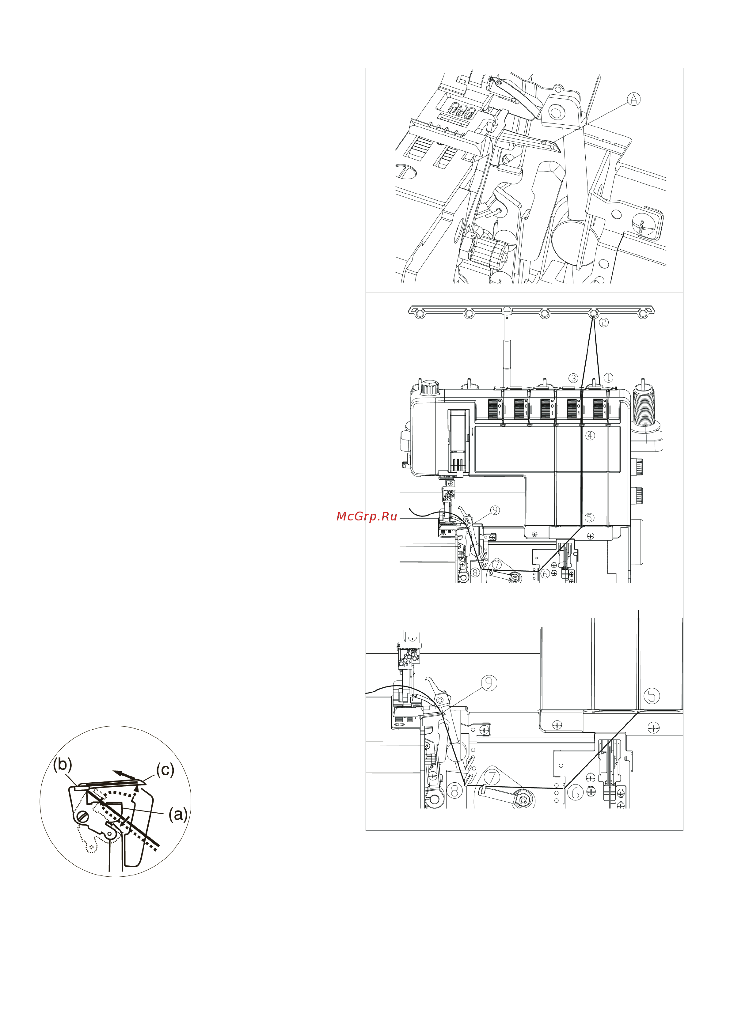 Necchi 5555 [14/43] Заправка левого нижнего петлителя