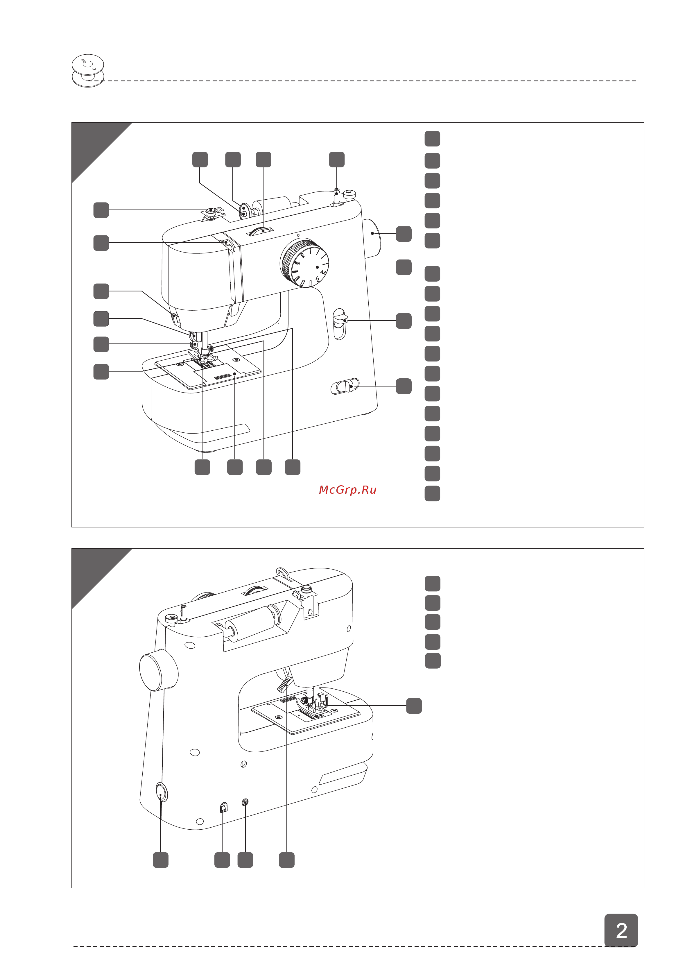 Чайка HandyStitch 33 [3/26] Регулятор скорости шитья кнопка реверса регулятор выбора строчки махов ое колесо шпиндель намотки шпульки регулятор натяжения верхней нити крышка катушечного стержня катушечный стержень нитенаправитель нитепритягиватель нитеобрезатель держатель прижимной лапки винт держателя лапки прижимная лапка зубчатая рейка крышка шпульного отсека нитенаправитель винт иглодержателя