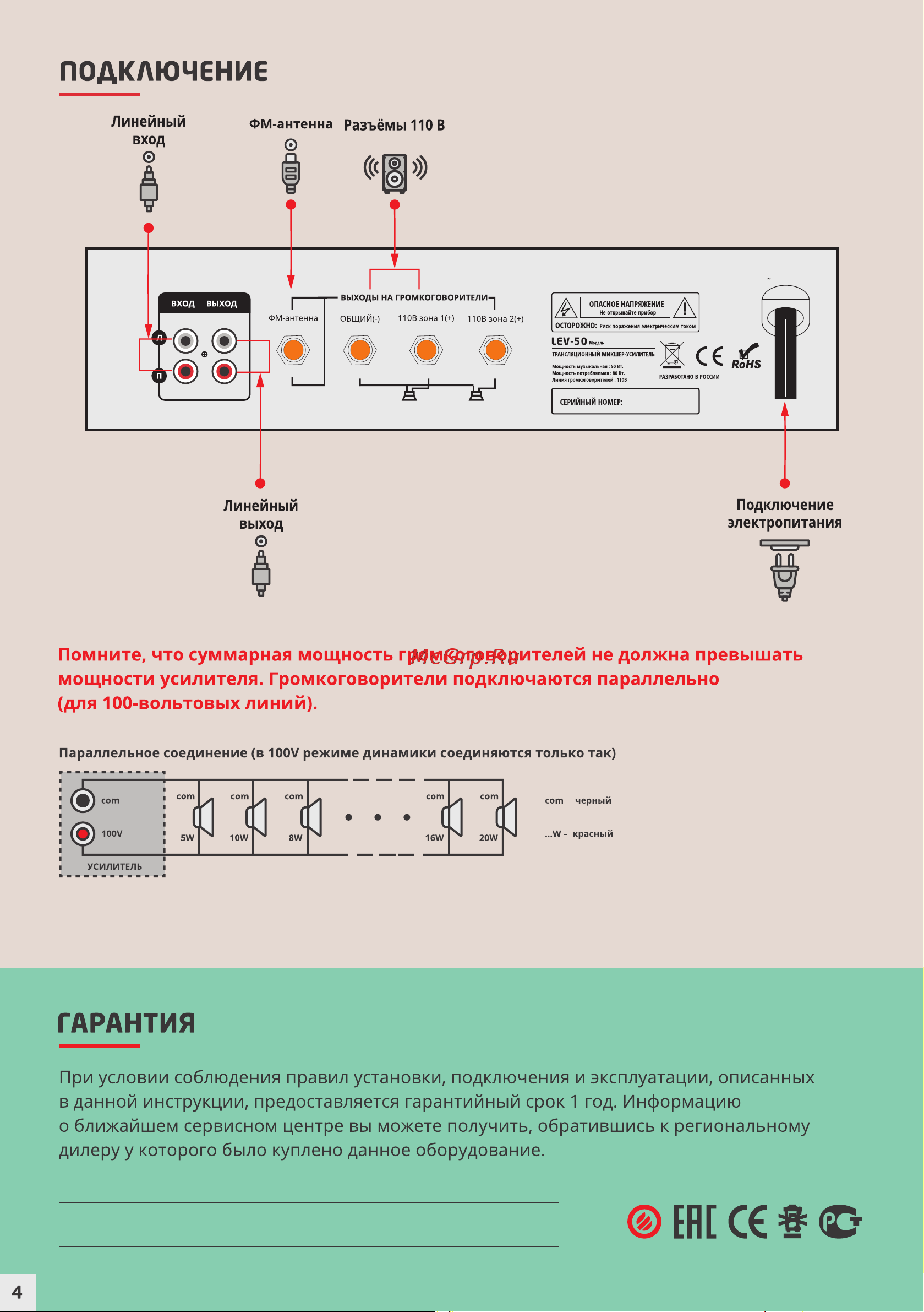PASystem LEV-50 [4/4] Страница 4
