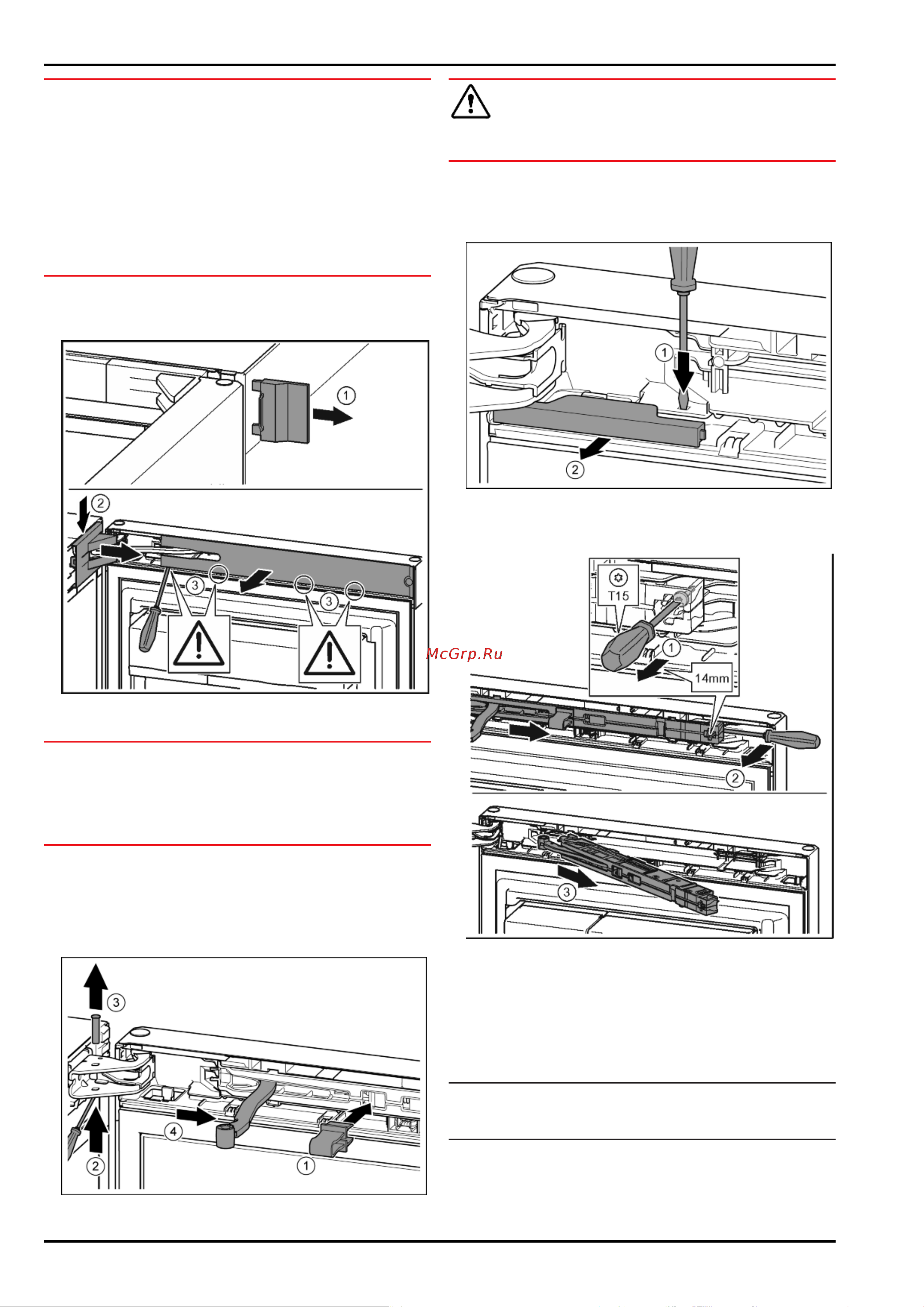 Liebherr SKBbs 4370-21 [9/28] Снятие амортизатора закрывания двери