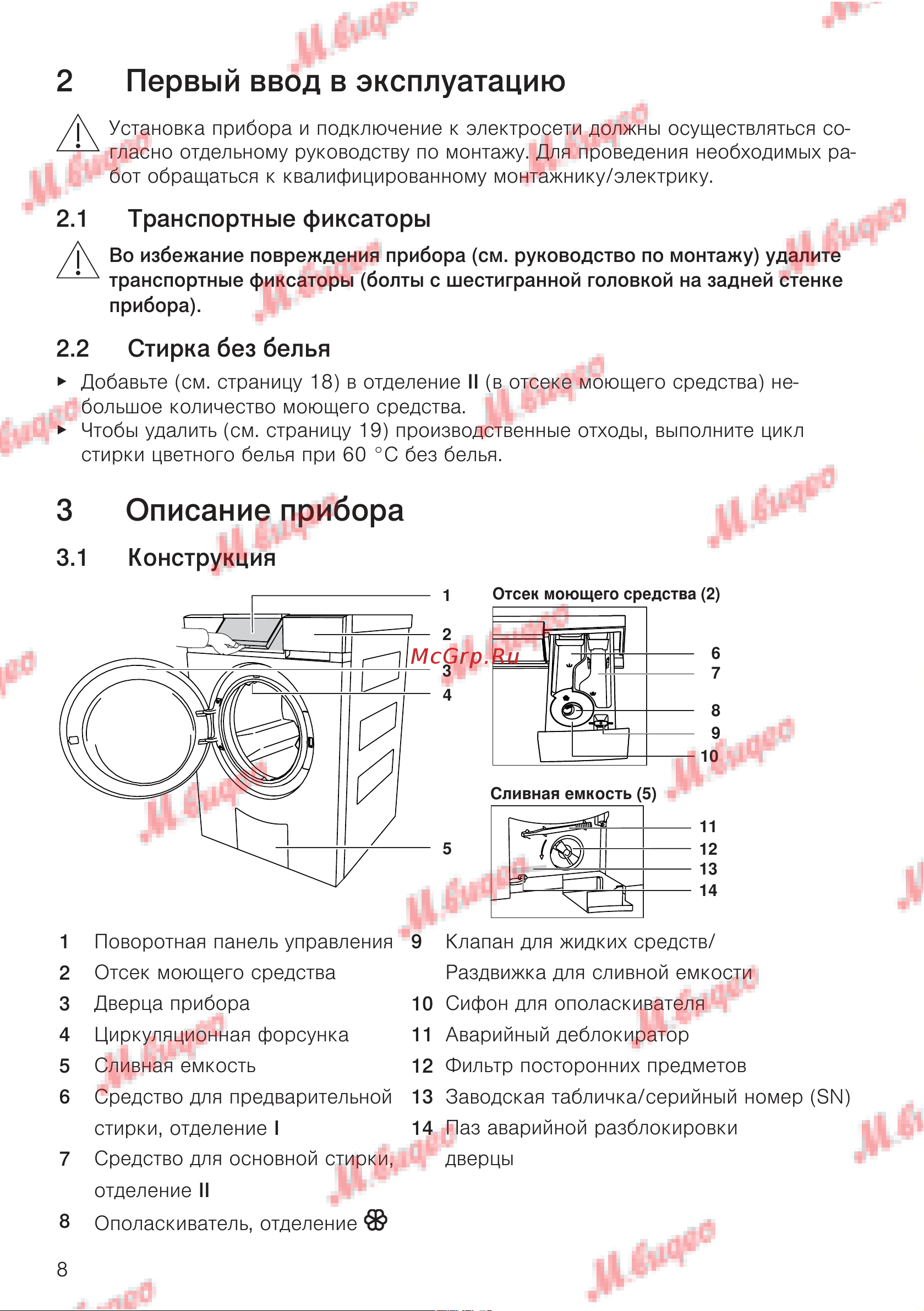 V-ZUG AdoraWash V6000 re [8/60] Первый ввод в эксплуатацию