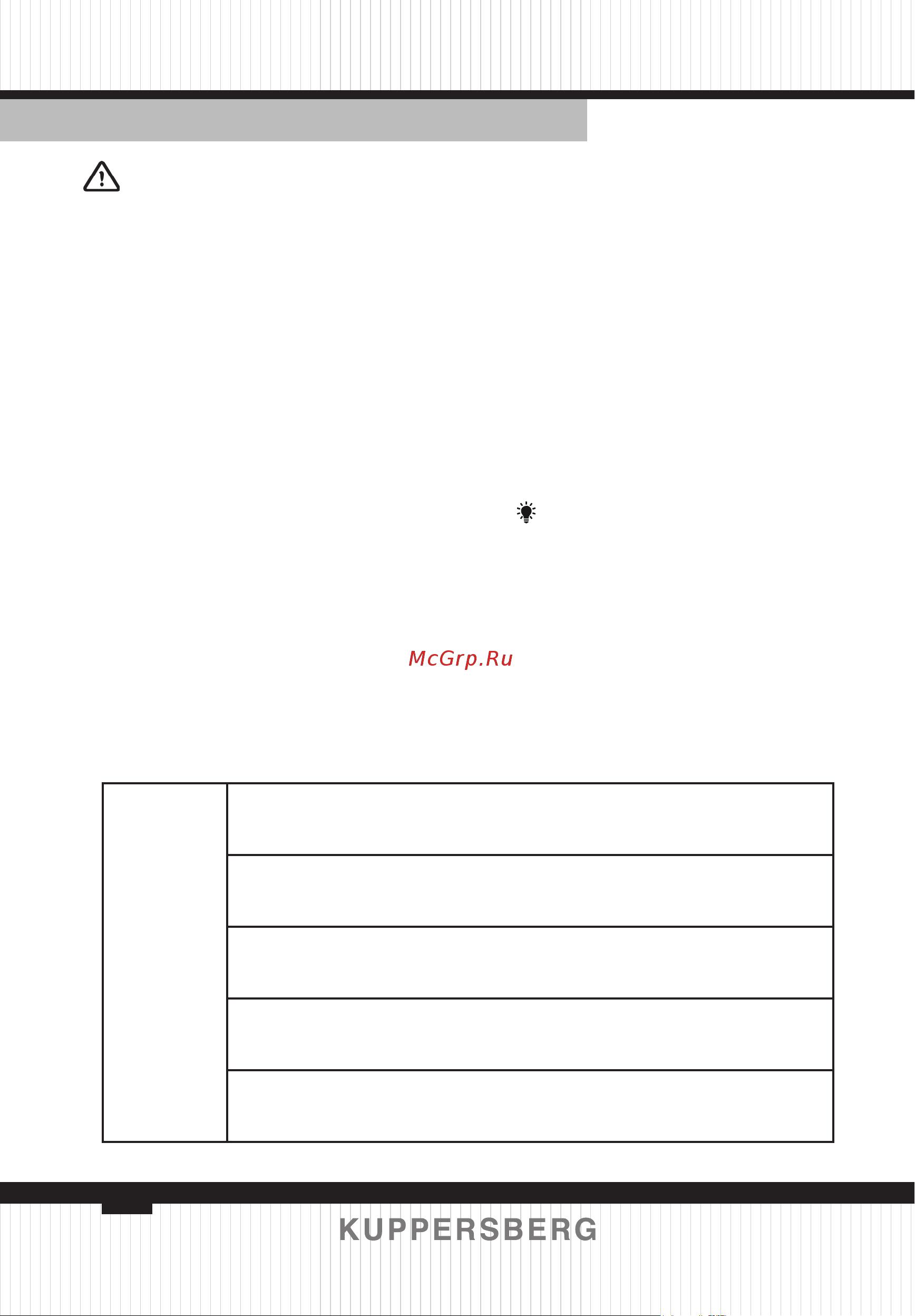 Kuppersberg FG 95 B [38/64] Suggested solutions for problems