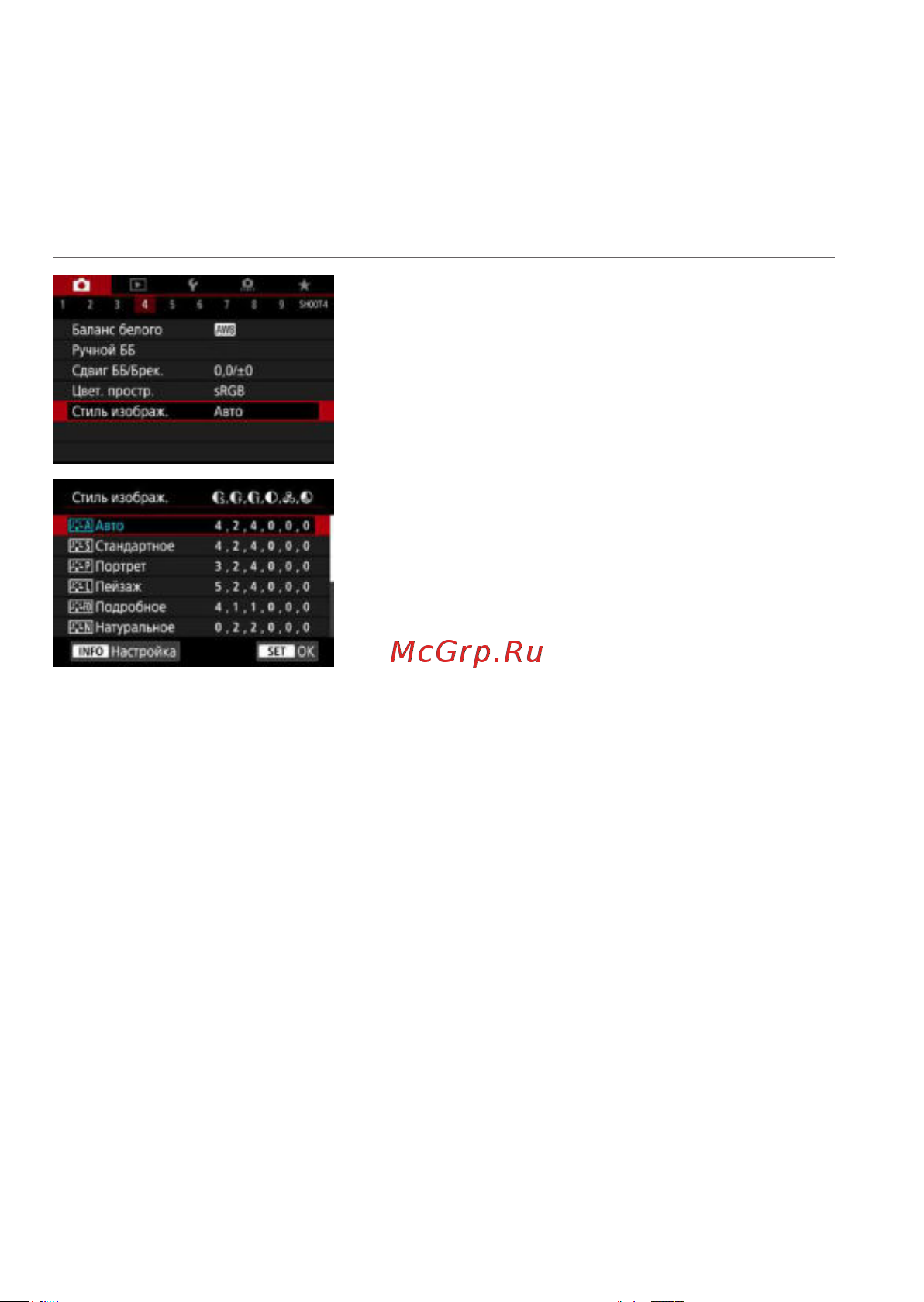 Canon EOS RP Kit RF 24-105mm F4-7.1 IS STM Bl [148/614] Выбор стиля изображения