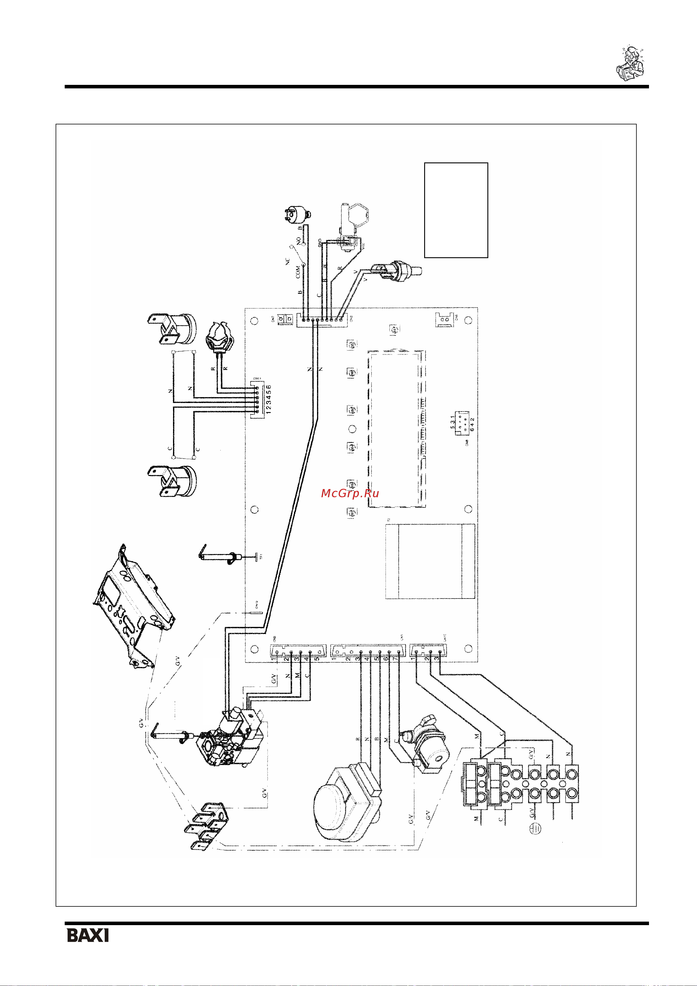 Baxi LUNA-3 310 Fi (НС-1142982) [34/35] Цвет проводов с голубой м коричневый n черный r красный g v желтый зеленый b белый v зеленый