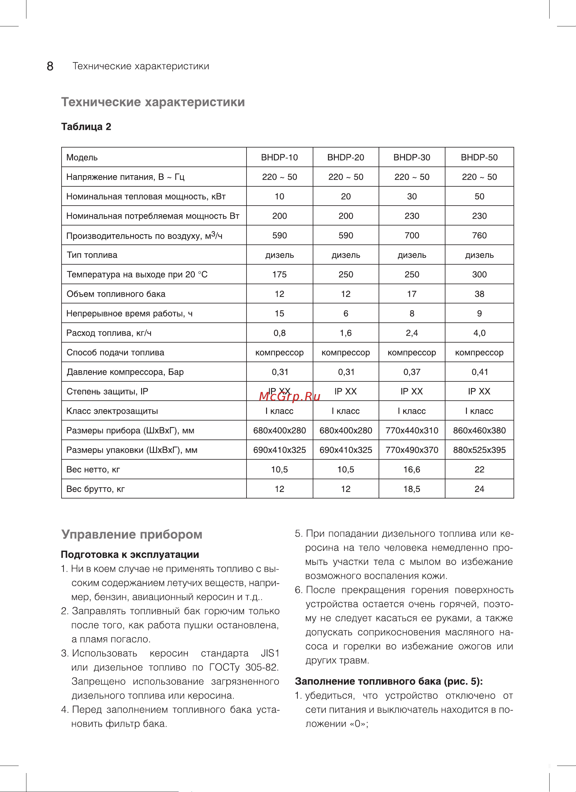 Ballu BHDP-10 Tundra Руководство по эксплуатации онлайн [8/24] 795635