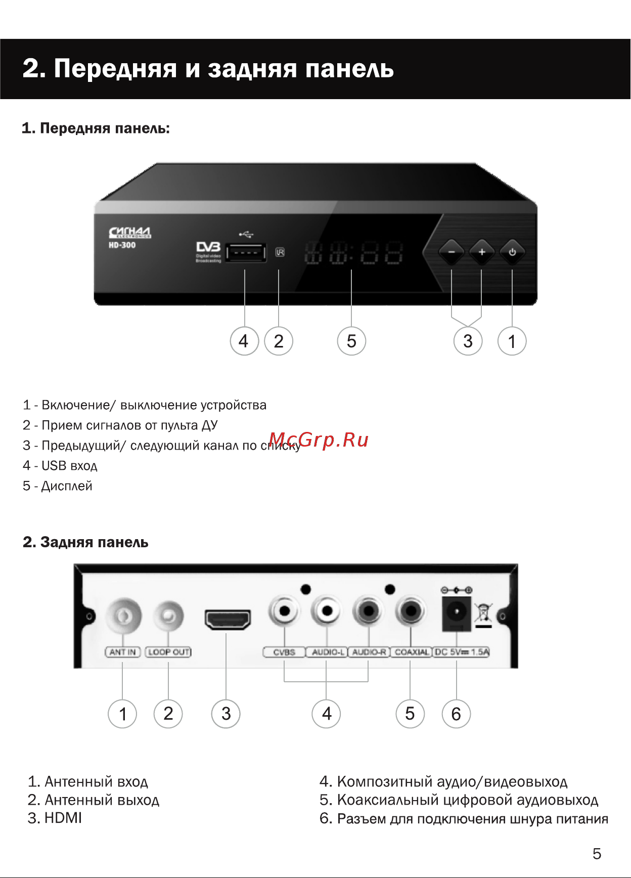 Сигнал DVB-T2 HD-300 [6/29] Страница 6