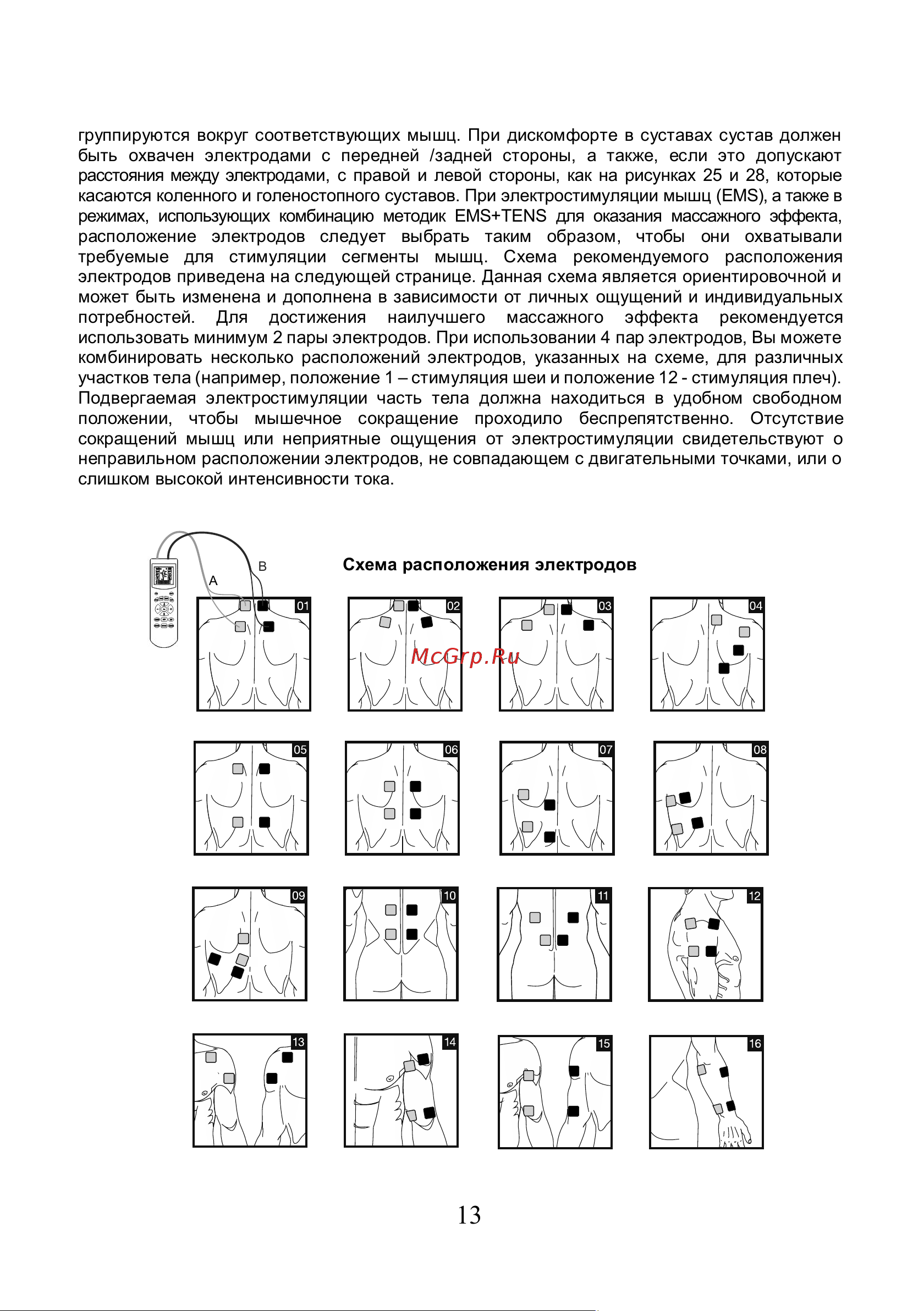 Planta EMS+TENS EMS-200 Руководство по эксплуатации онлайн [13/20] 796064