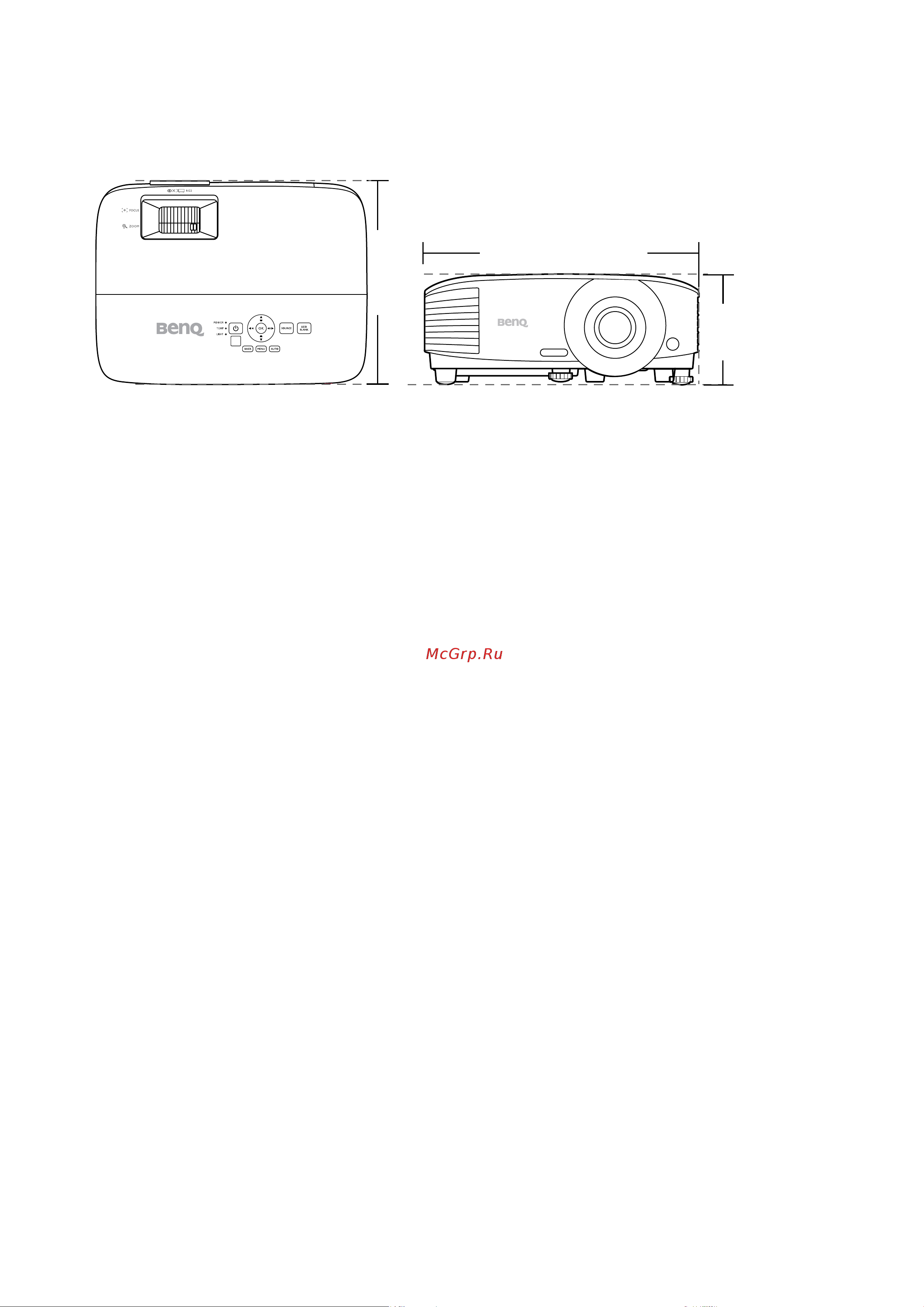 Benq TH575 [46/52] Габаритные размеры
