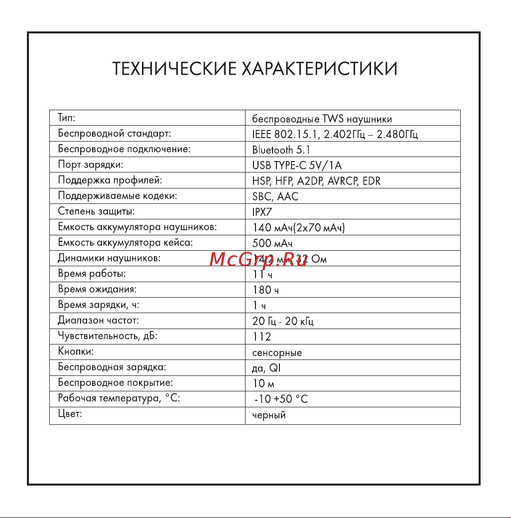 Hiper TWS Sport V3 (HTW-M1) Руководство по эксплуатации онлайн [3/13] 796198