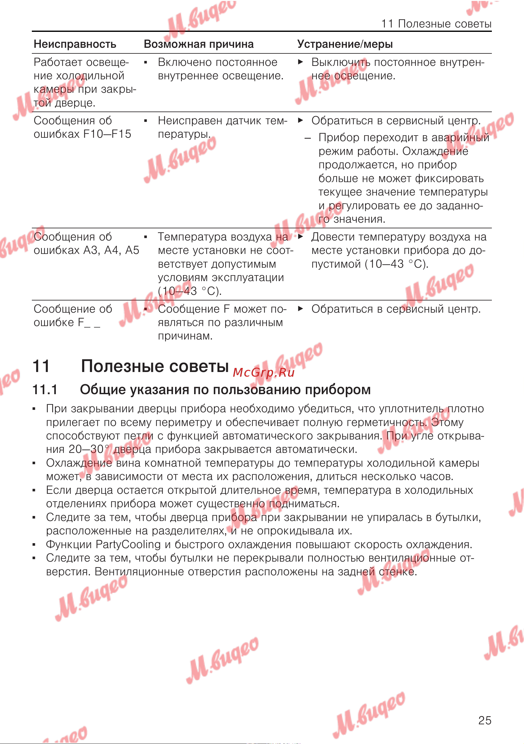 V-ZUG WineCooler V4000 90 li платиновое стекло [25/32] Полезные советы