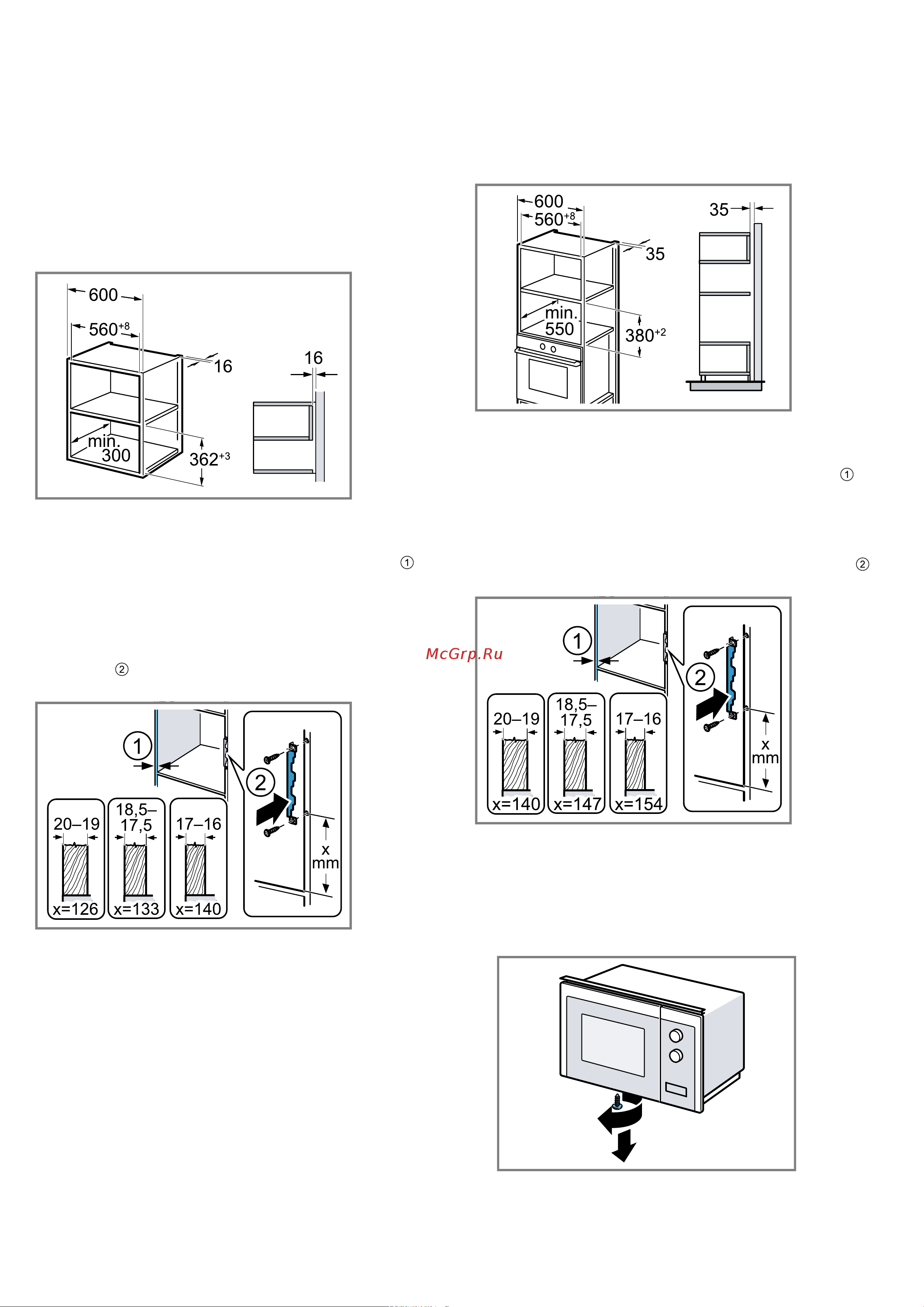 Bosch Serie|4 BFL 520MB0 [55/80] Dimensiunile de montare într un dulap suspendat