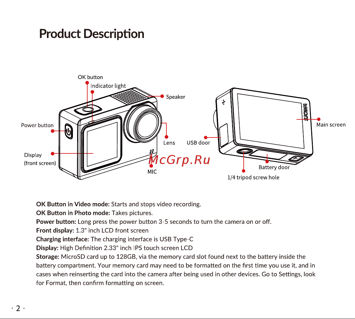 SJCAM SJ8 DUAL SCREEN Руководство по эксплуатации онлайн [4/68] 796604