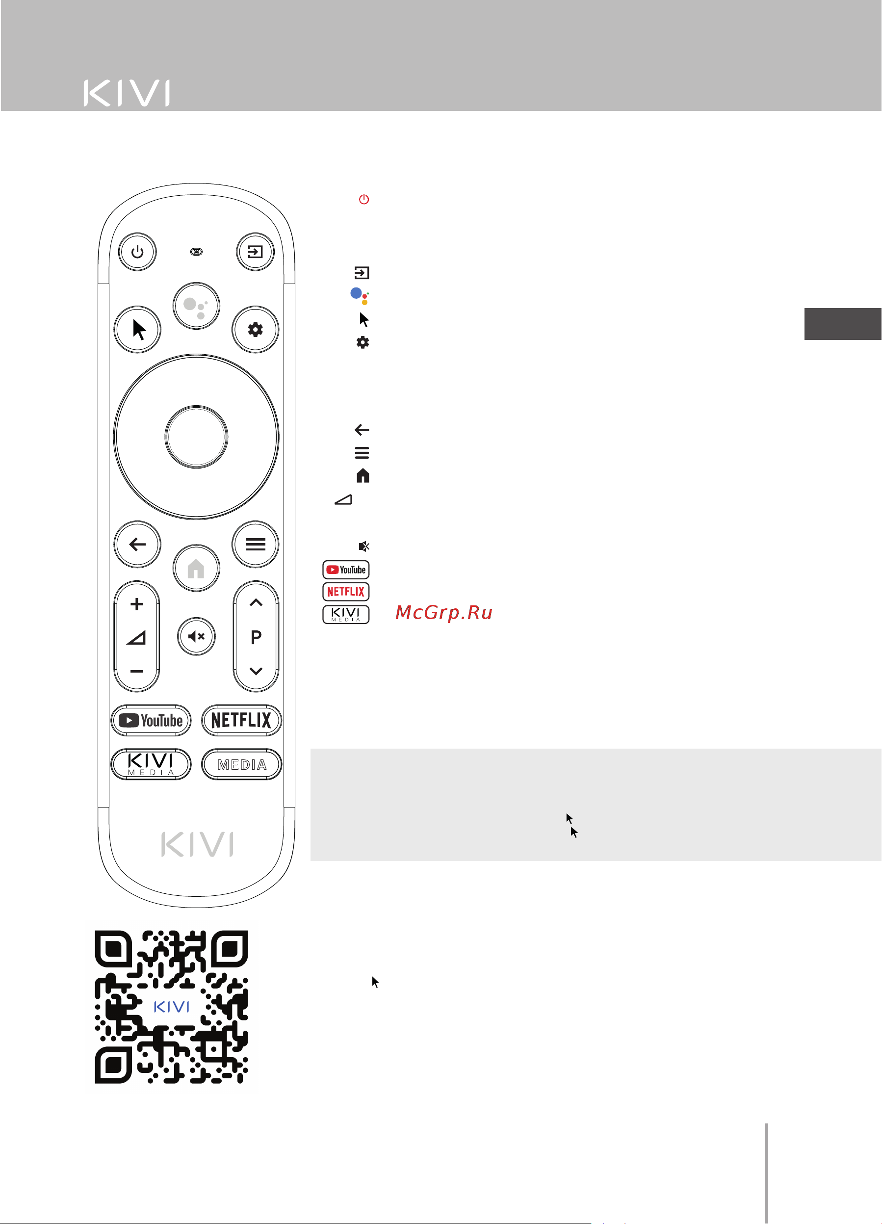 KIVI 32H740LW [29/104] Назначение клавиш