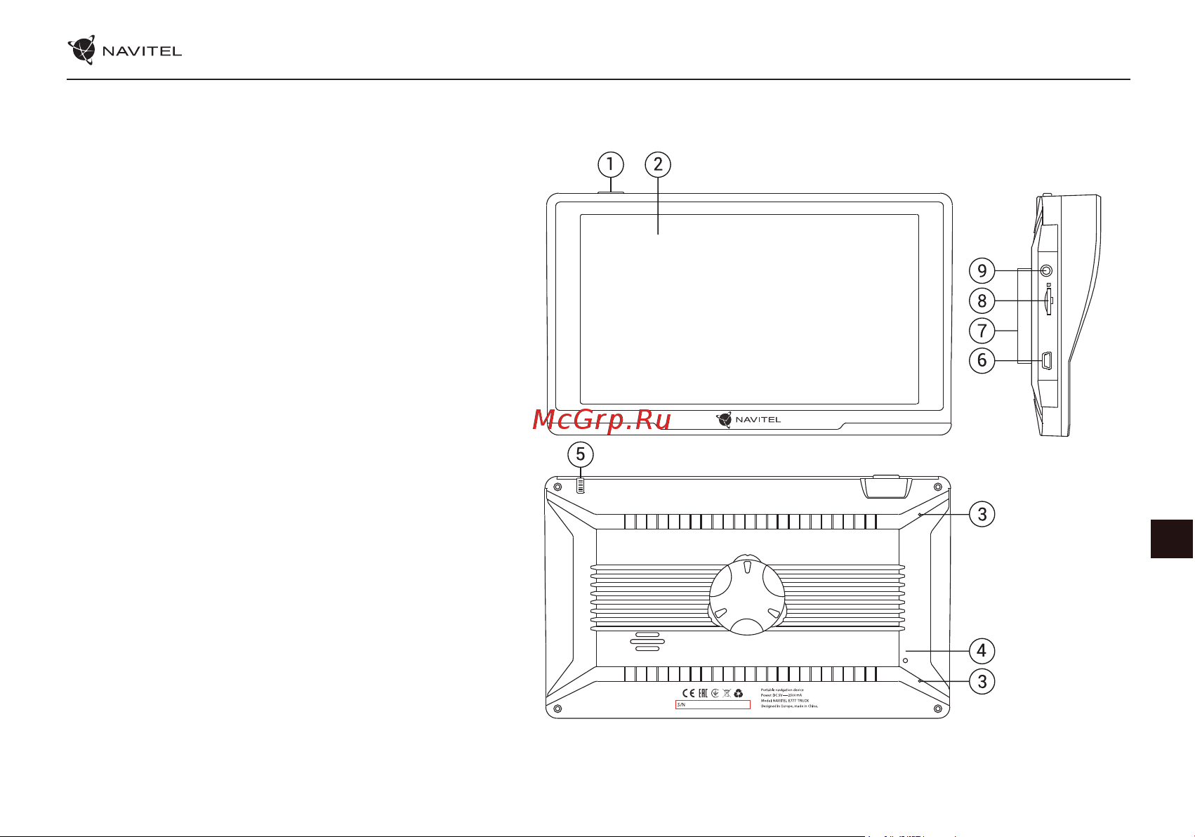 Navitel E777 TRUCK [130/194] Componentele dispozitivului