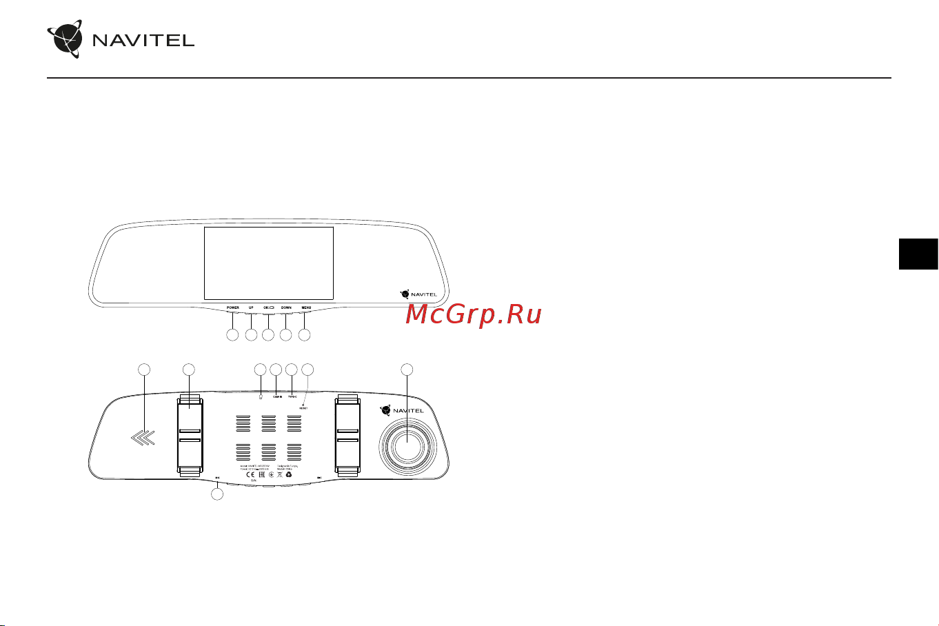 Navitel MR255 NV [30/88] A készülék alkatrészei