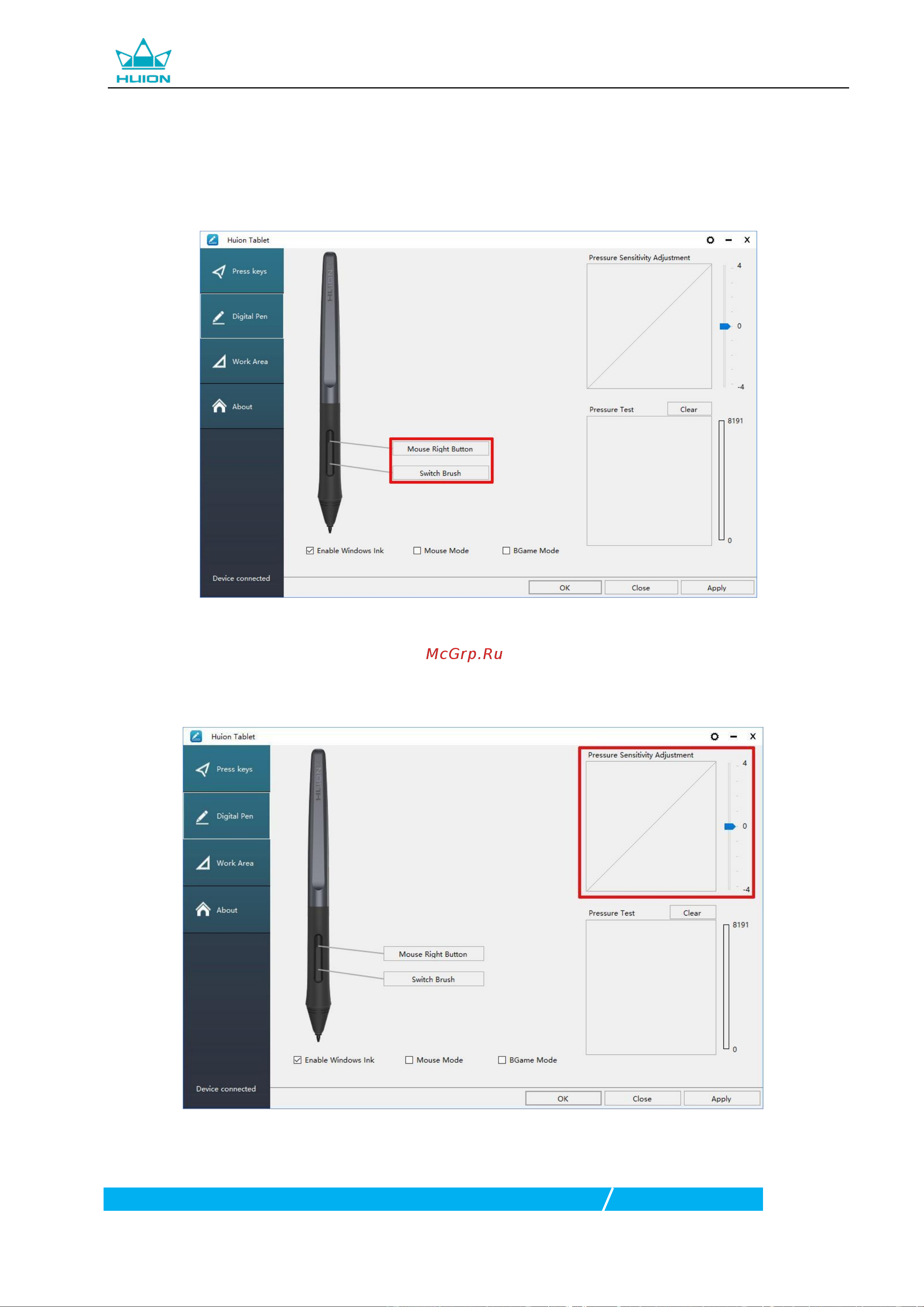 Huion H610PRO v2 Black [14/19] Настройка функций кнопок пера