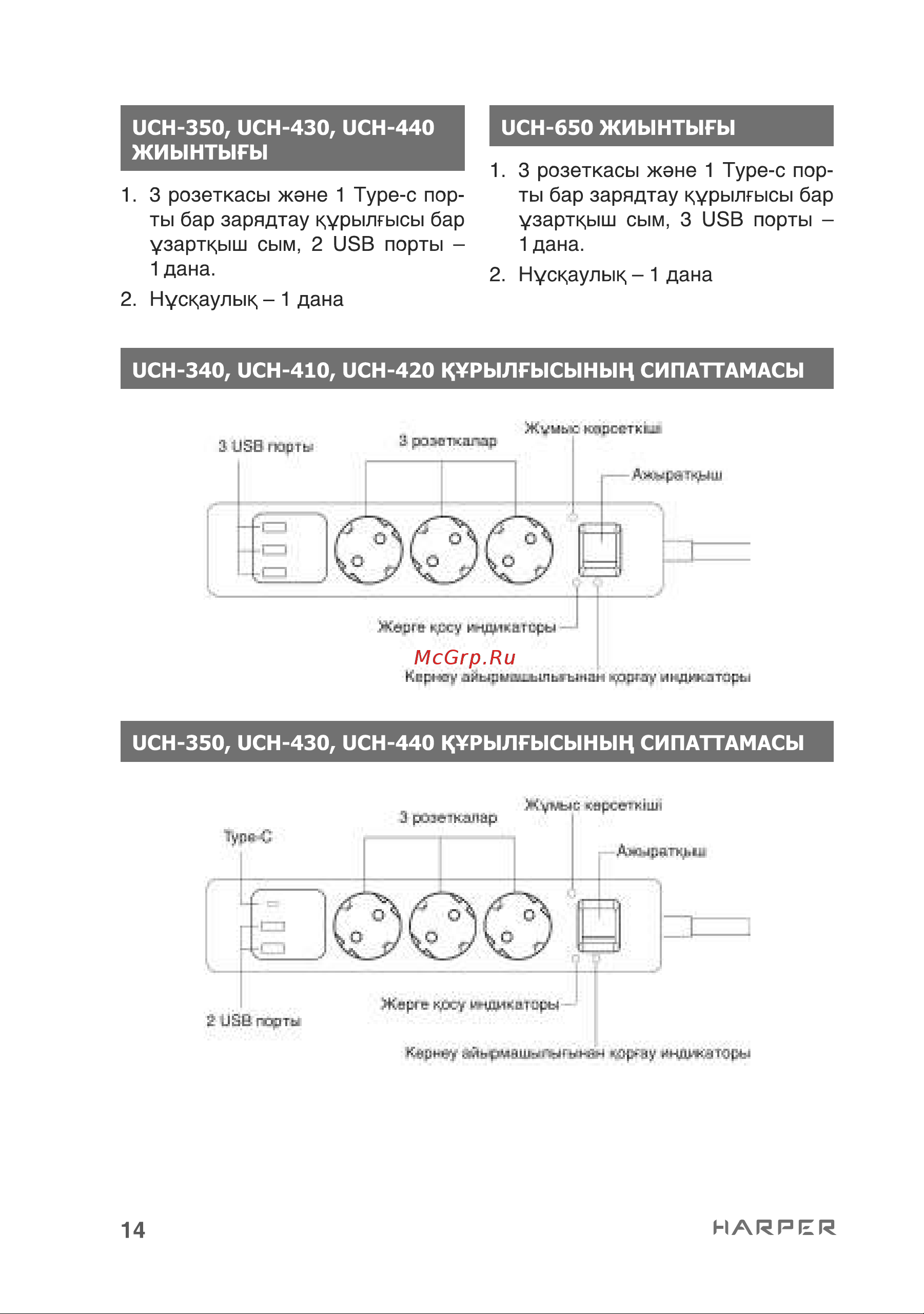 Harper UCH-420 QC3.0 Руководство по эксплуатации онлайн [14/18] 797430