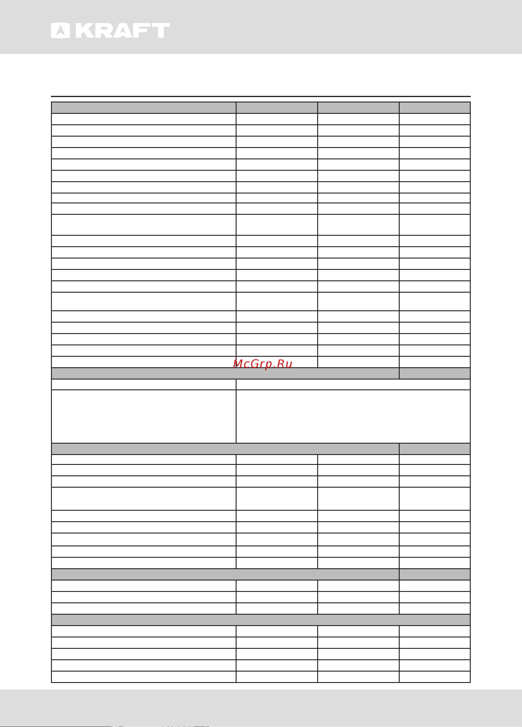KRAFT KF-UME6201W [43/0] Specification configuration