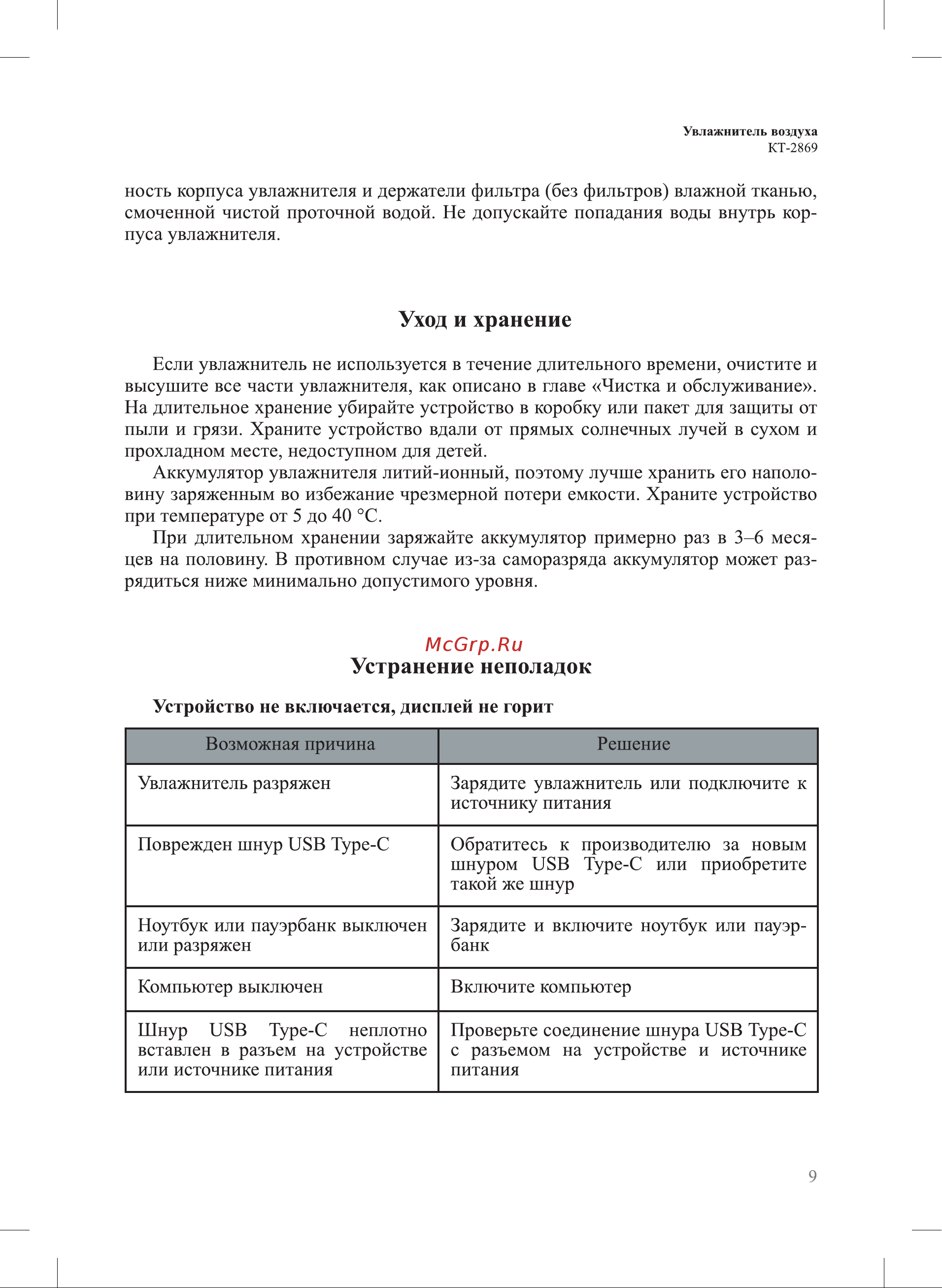 Kitfort КТ-2869 Руководство по эксплуатации онлайн [9/16] 798842