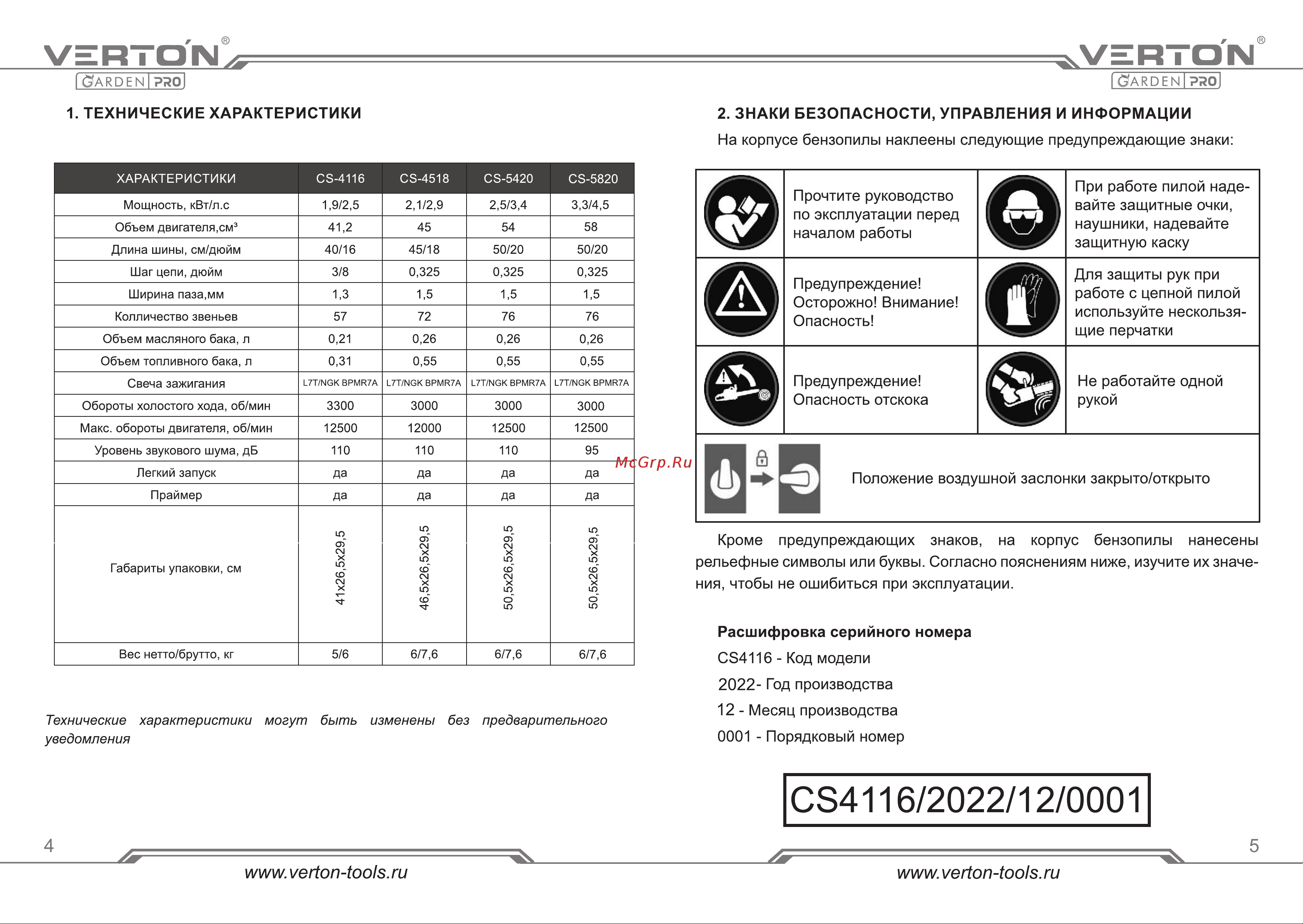 VERTON Garden Pro CS-5820 [3/31] Страница 3