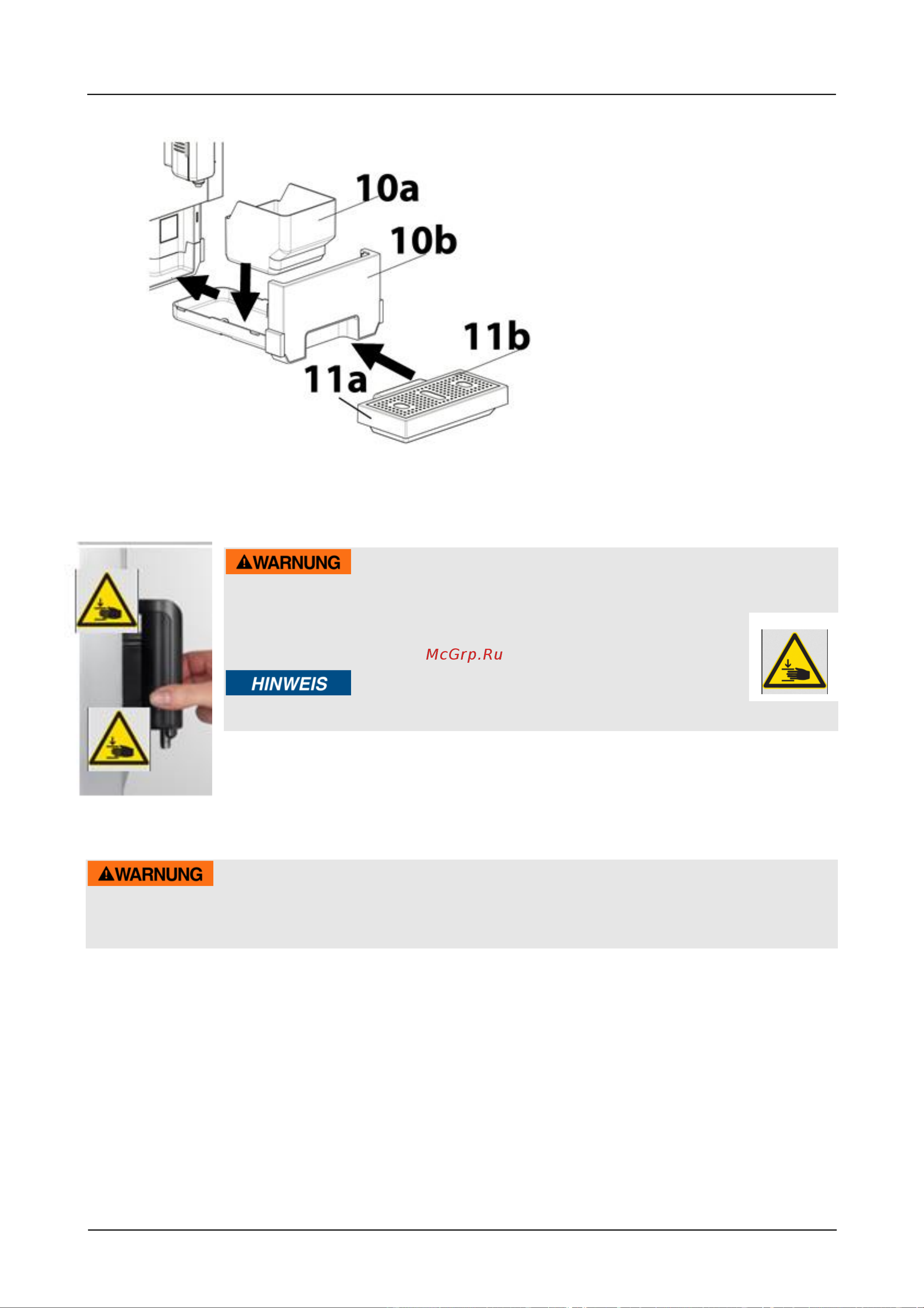 Caso Cafe Crema Touch 1882 [127/214] Avviso pericolo di schiacciamento