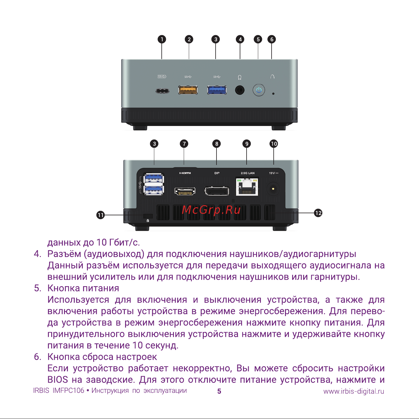Irbis Smartdesk mini PC IMFPC106 Руководство по эксплуатации онлайн [5/28] 799698