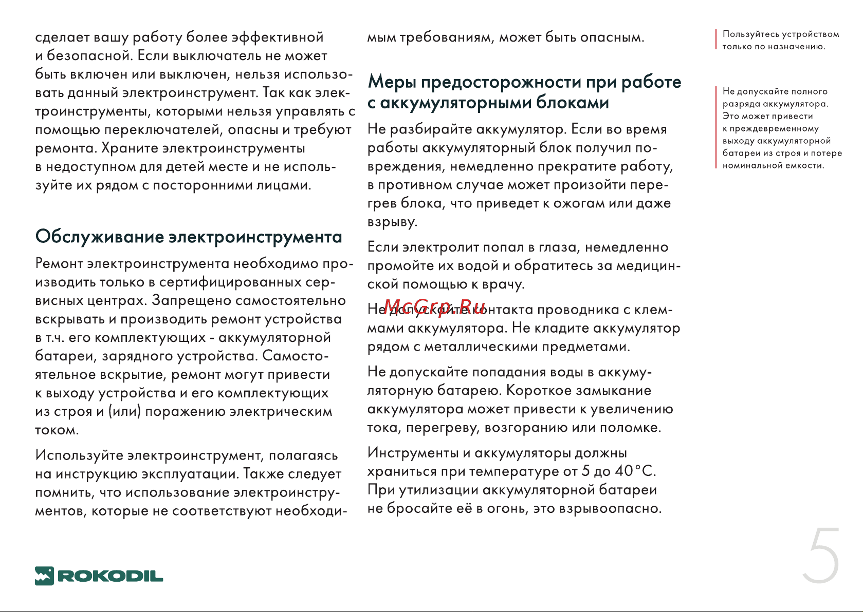 Rokodil Ray Max Руководство по эксплуатации онлайн [5/20] 800001