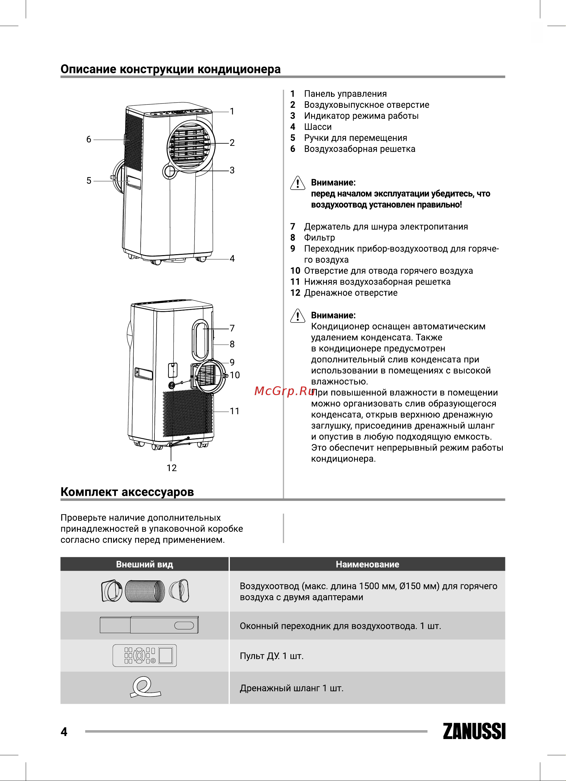 Zanussi ZACM-10 UPW/N6 White Руководство по эксплуатации онлайн [4/24] 800219