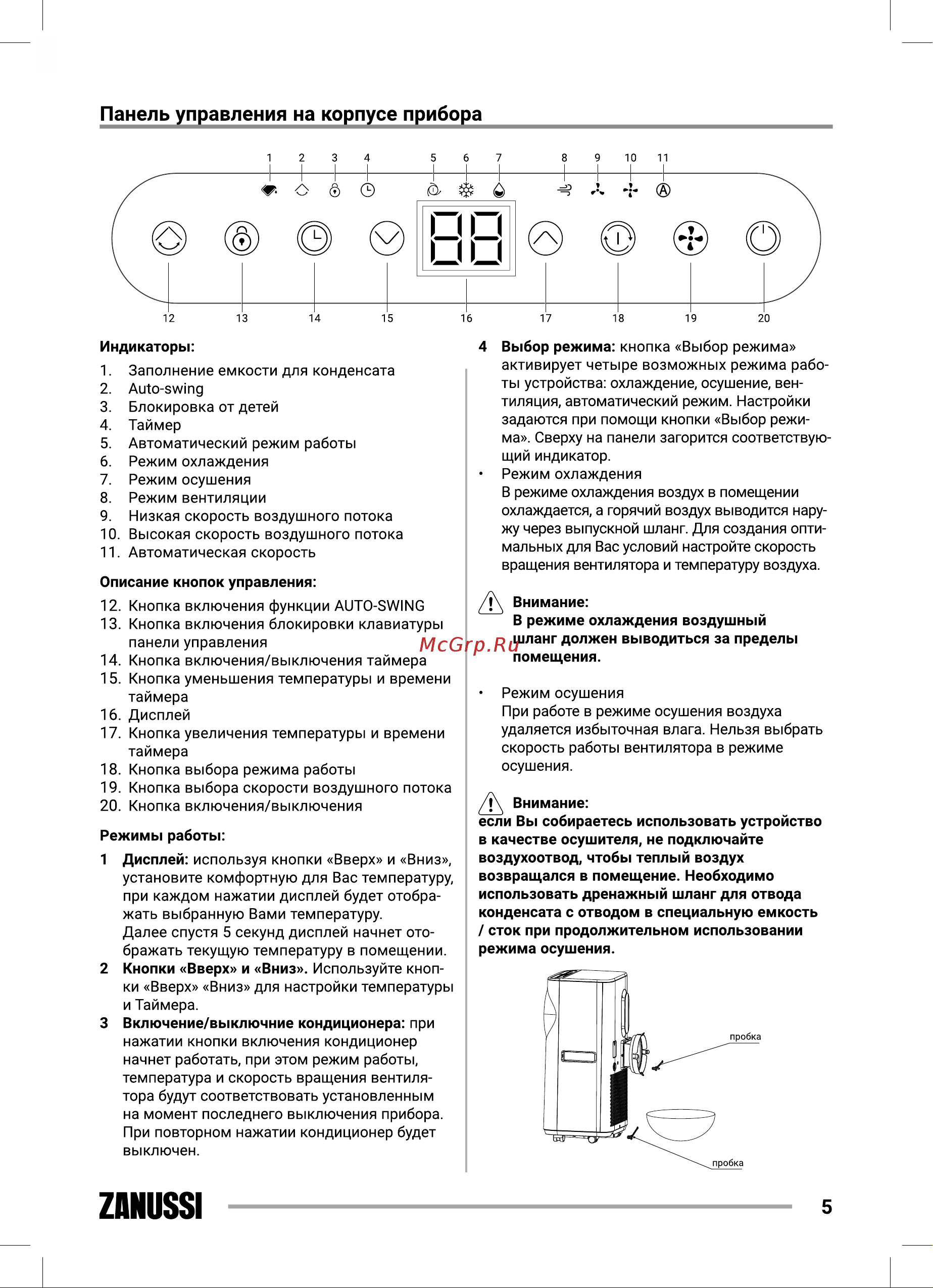 Zanussi ZACM-10 UPW/N6 White Руководство по эксплуатации онлайн [5/24] 800219