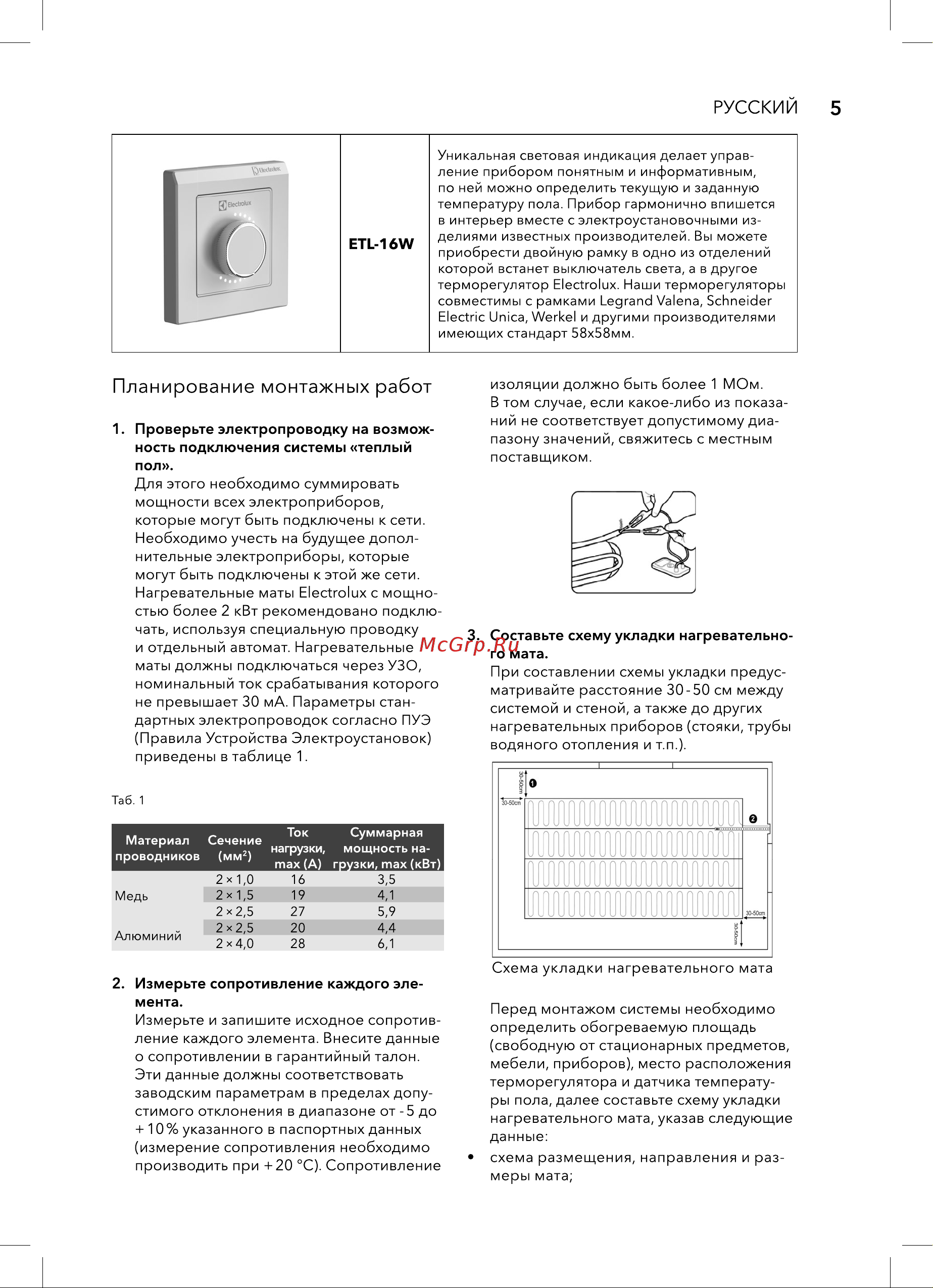 Electrolux EEFM 2-180-10 (комплект теплого пола c терморегулятором) НС-1432014 Руководство по эксплуатации онлайн [5/28] 820991