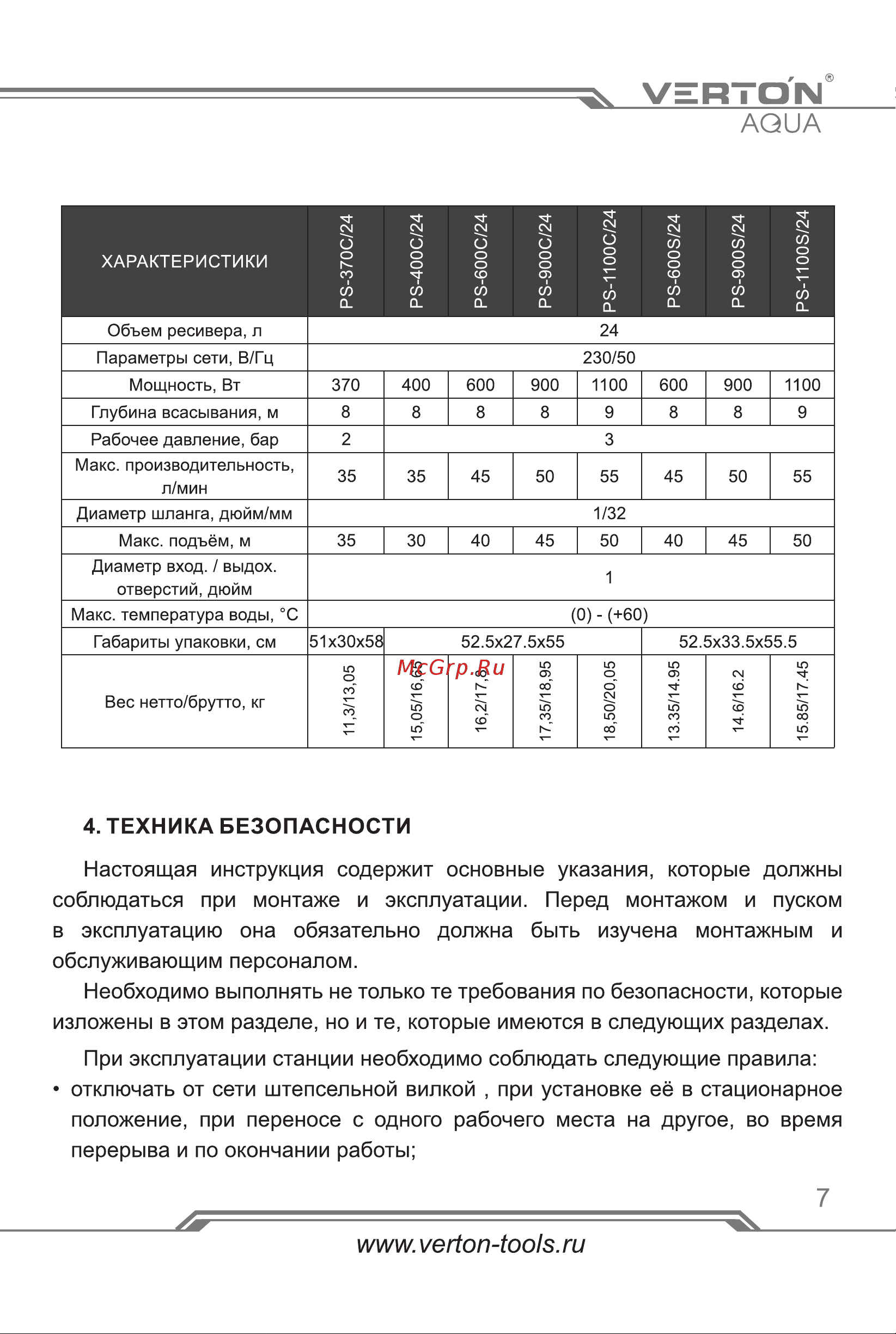 VERTON PS370C/24 [7/20] Страница 7