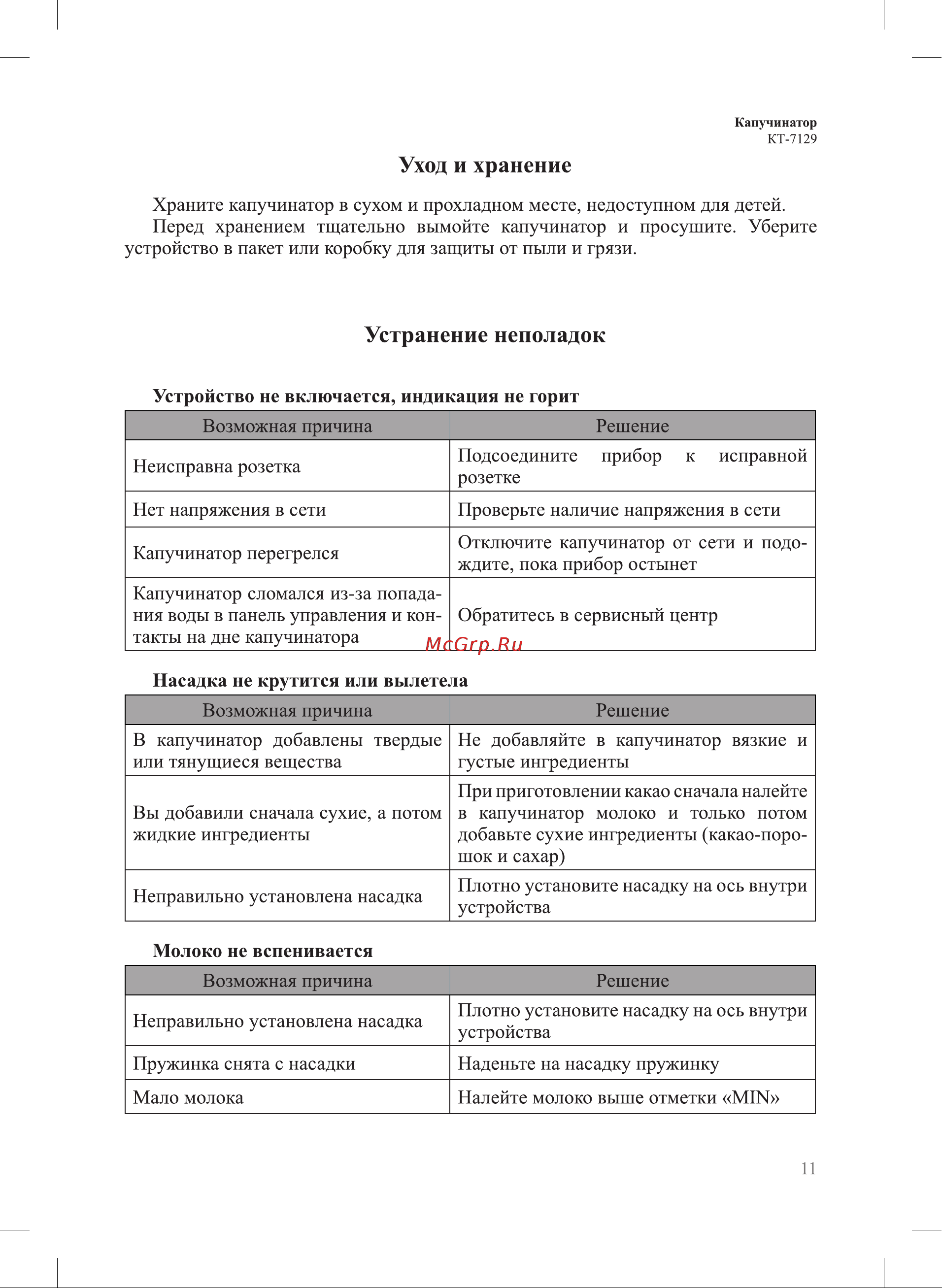 Kitfort КТ-7129 Руководство по эксплуатации онлайн [11/16] 800603