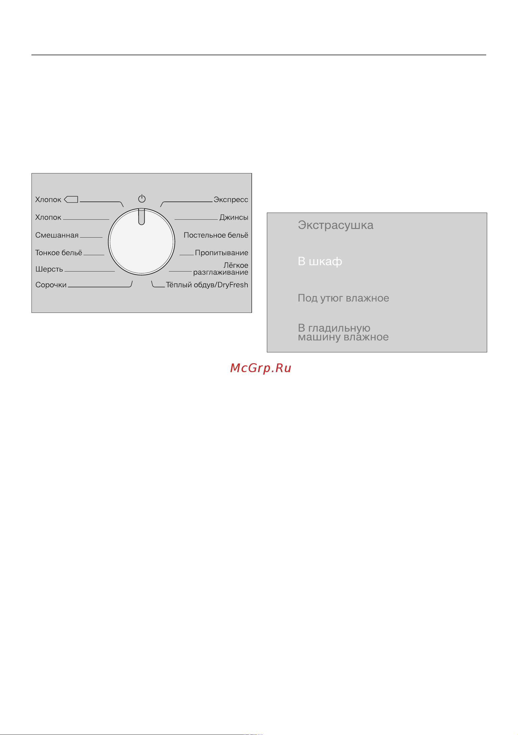 Miele TWC 560 WP [26/88] Включение сушильной машины и выбор программы
