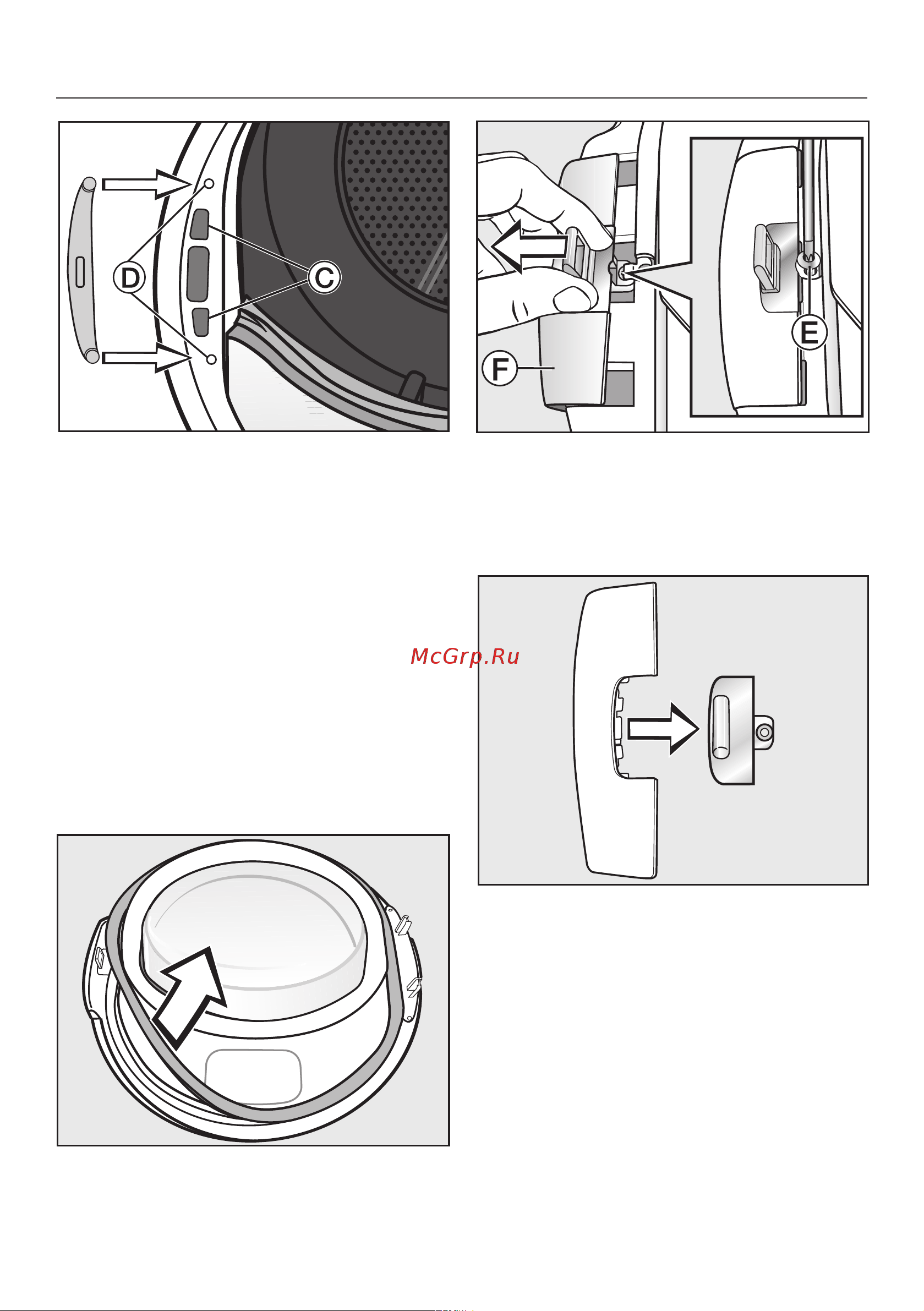 Miele TWC 560 WP [69/88] Снятие запорной скобы с дверцы