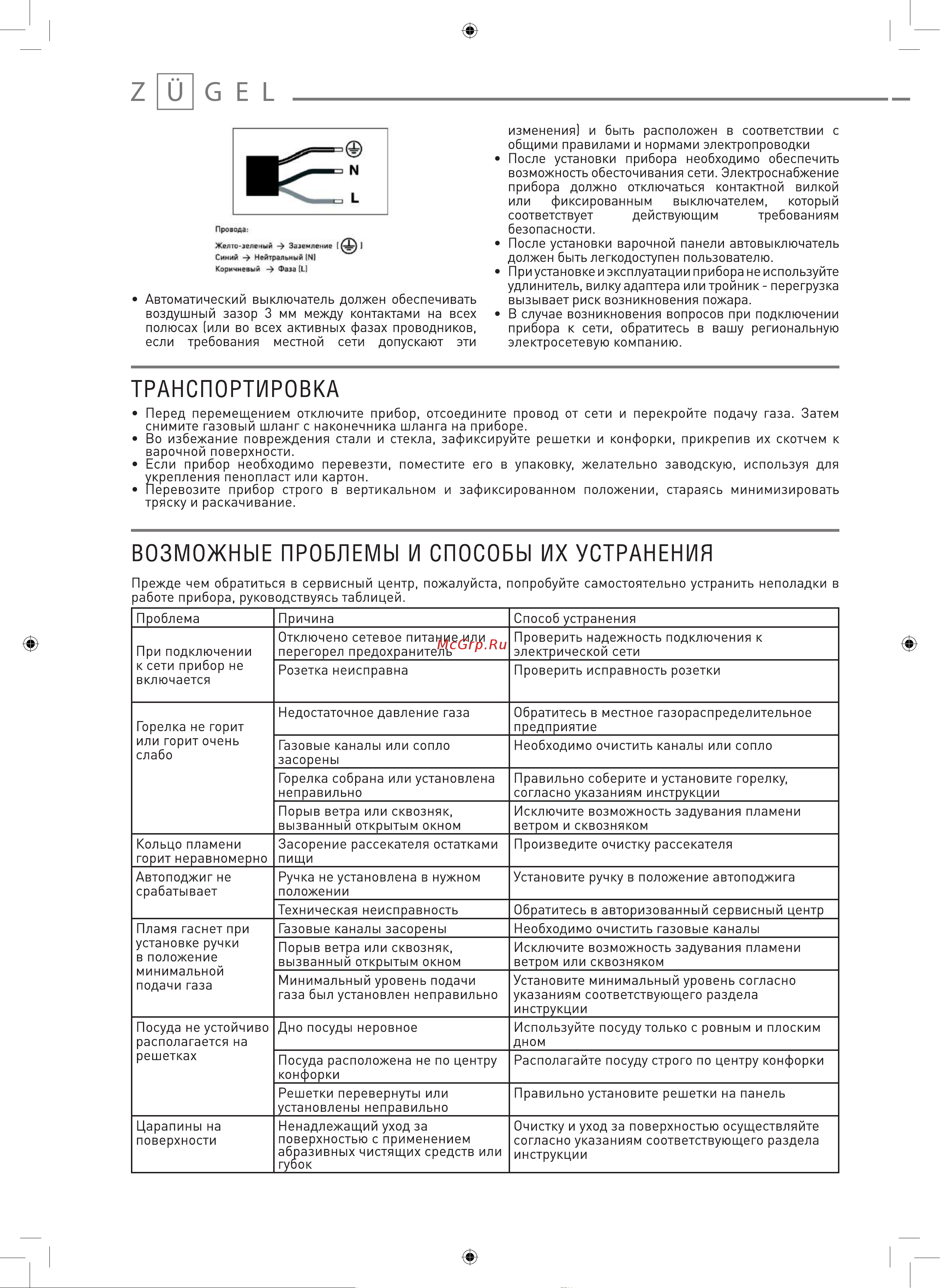 ZUGEL ZGH600B Руководство по эксплуатации онлайн [11/13] 800871