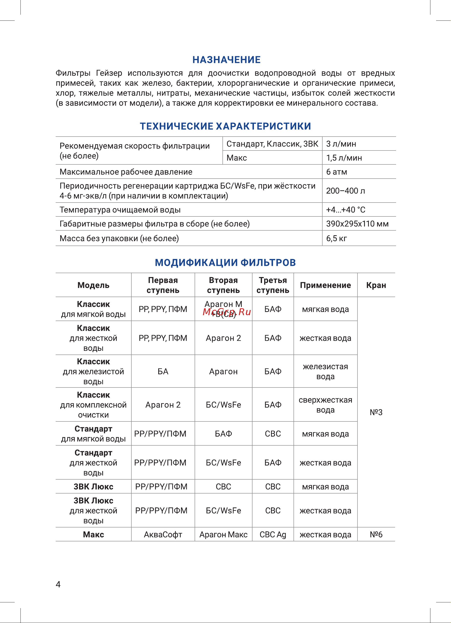 Гейзер Классик М 66028 Руководство по эксплуатации онлайн [4/20] 867135