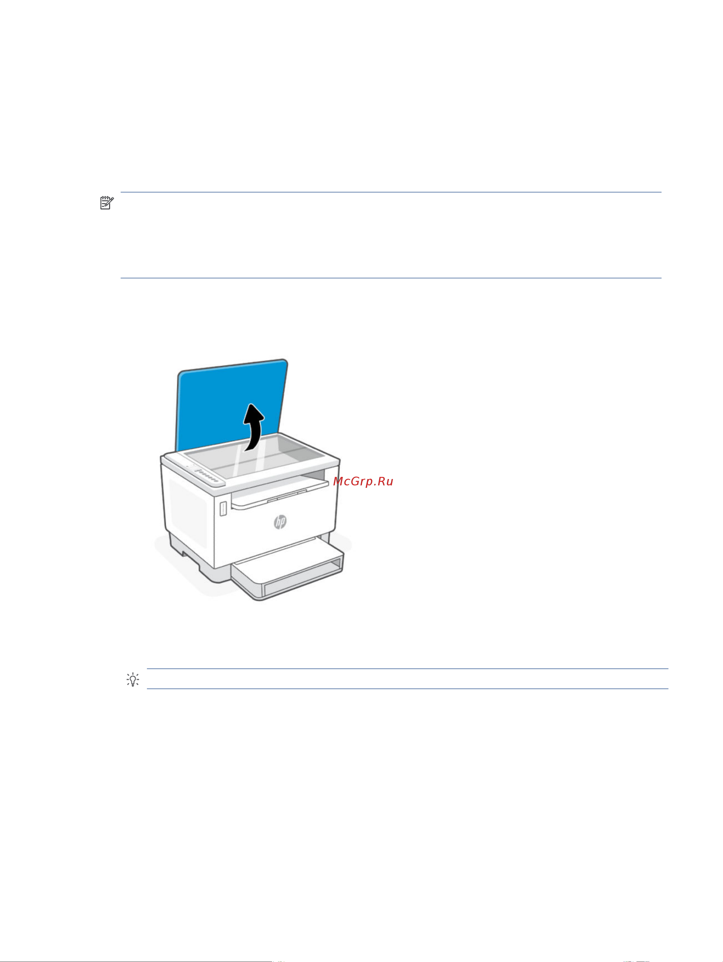 HP LaserJet Tank MFP 2602dn 2R3F0A [25/119] Загрузка оригинала на стекло сканера