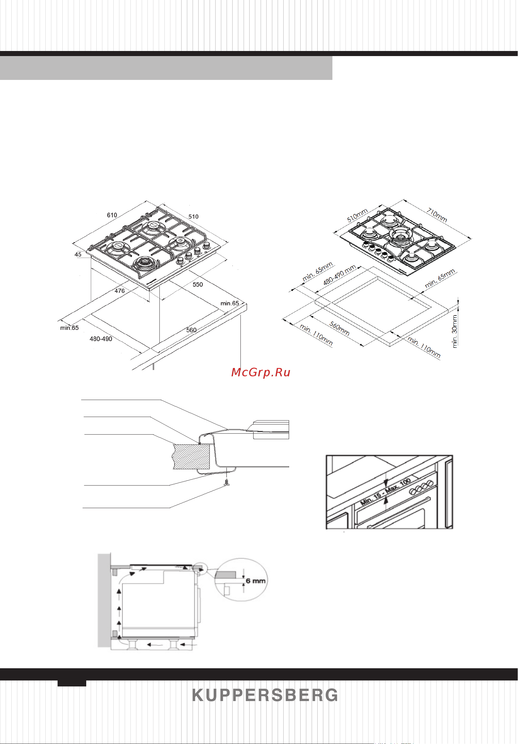 Kuppersberg FG 63 GR [32/80] Installation of the built in cooker 400 series