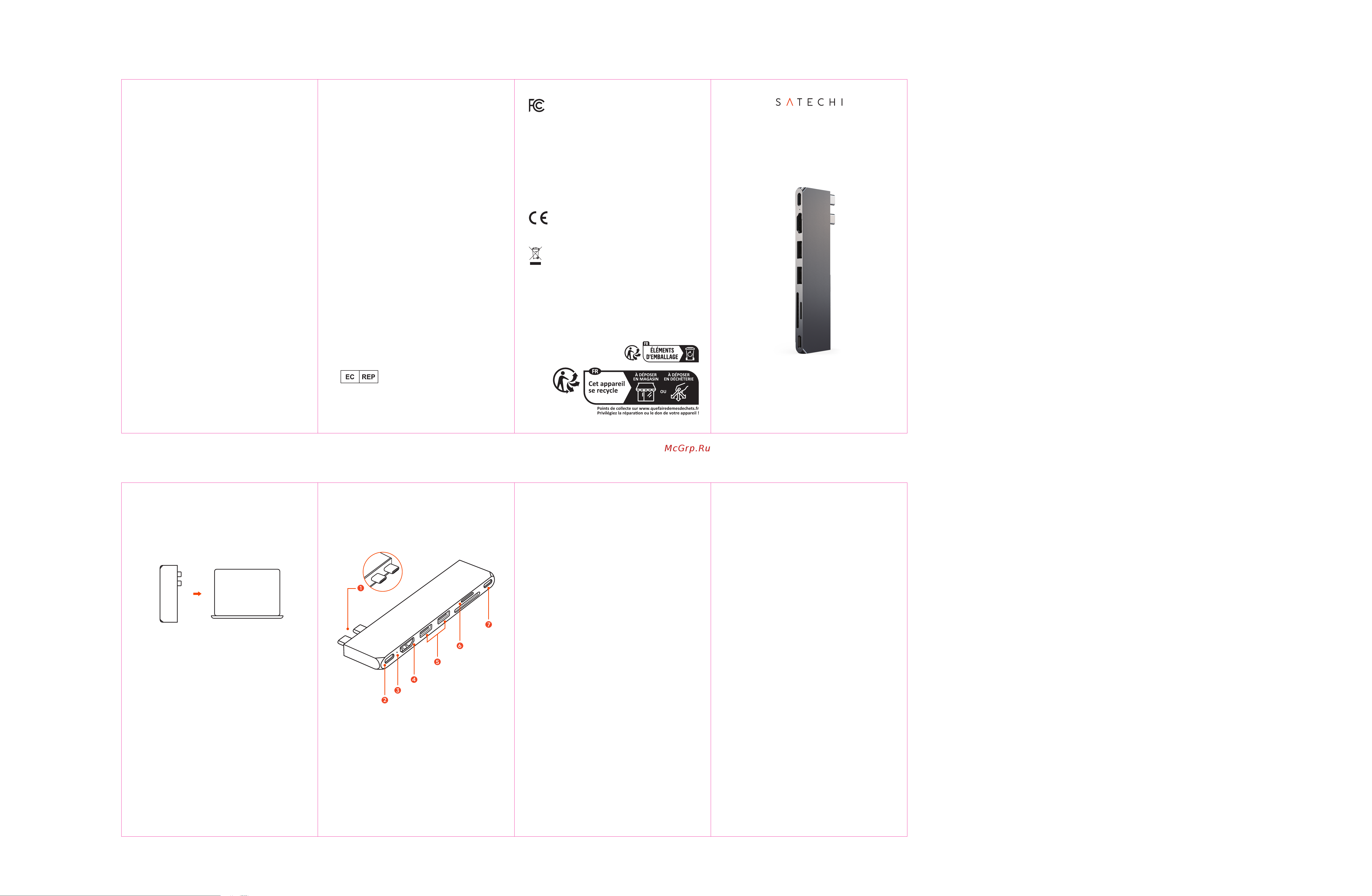 Satechi USB-C Pro Hub Slim Adapter Руководство по эксплуатации онлайн
