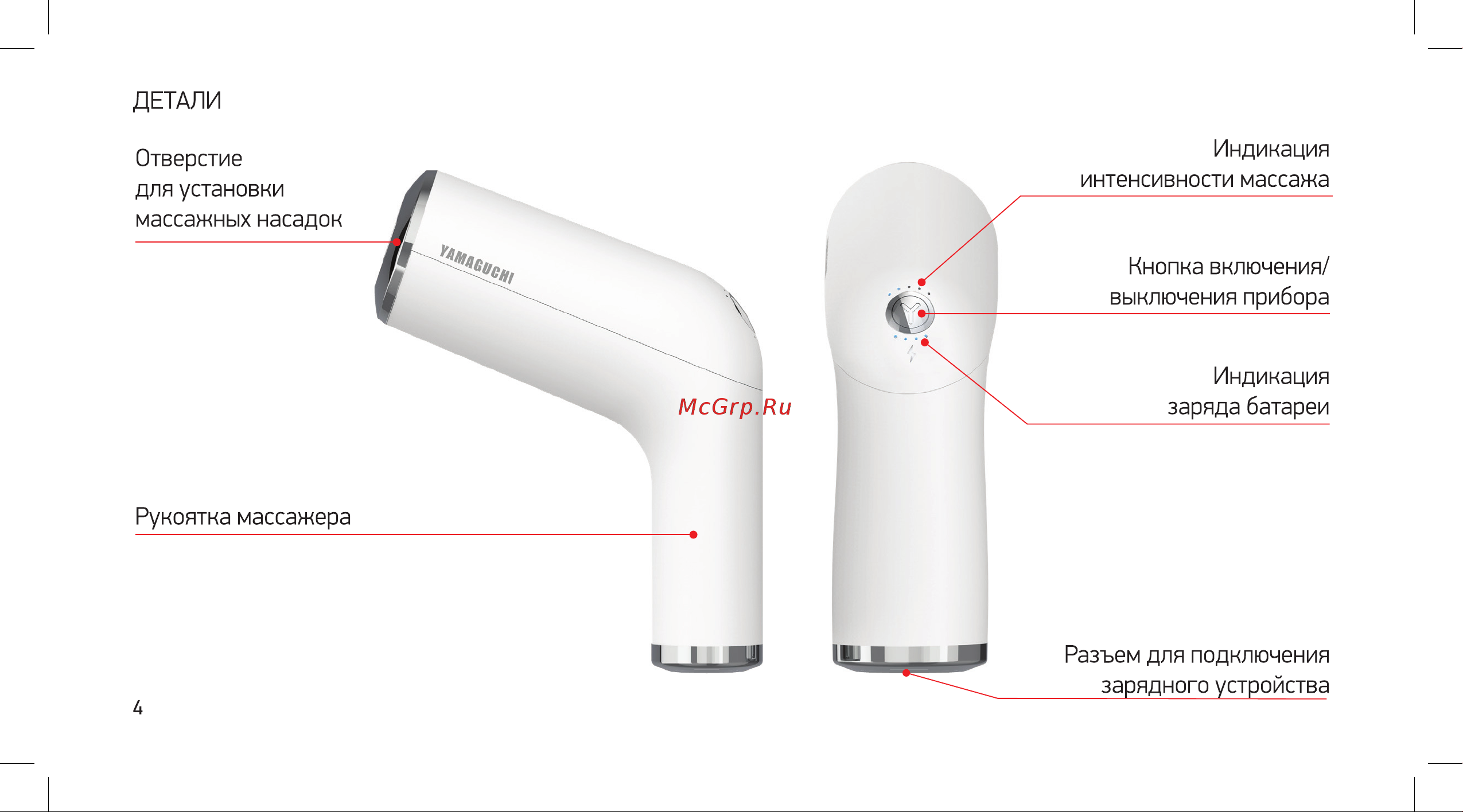 Yamaguchi Massage Gun PRO Руководство по эксплуатации онлайн [4/32] 801716