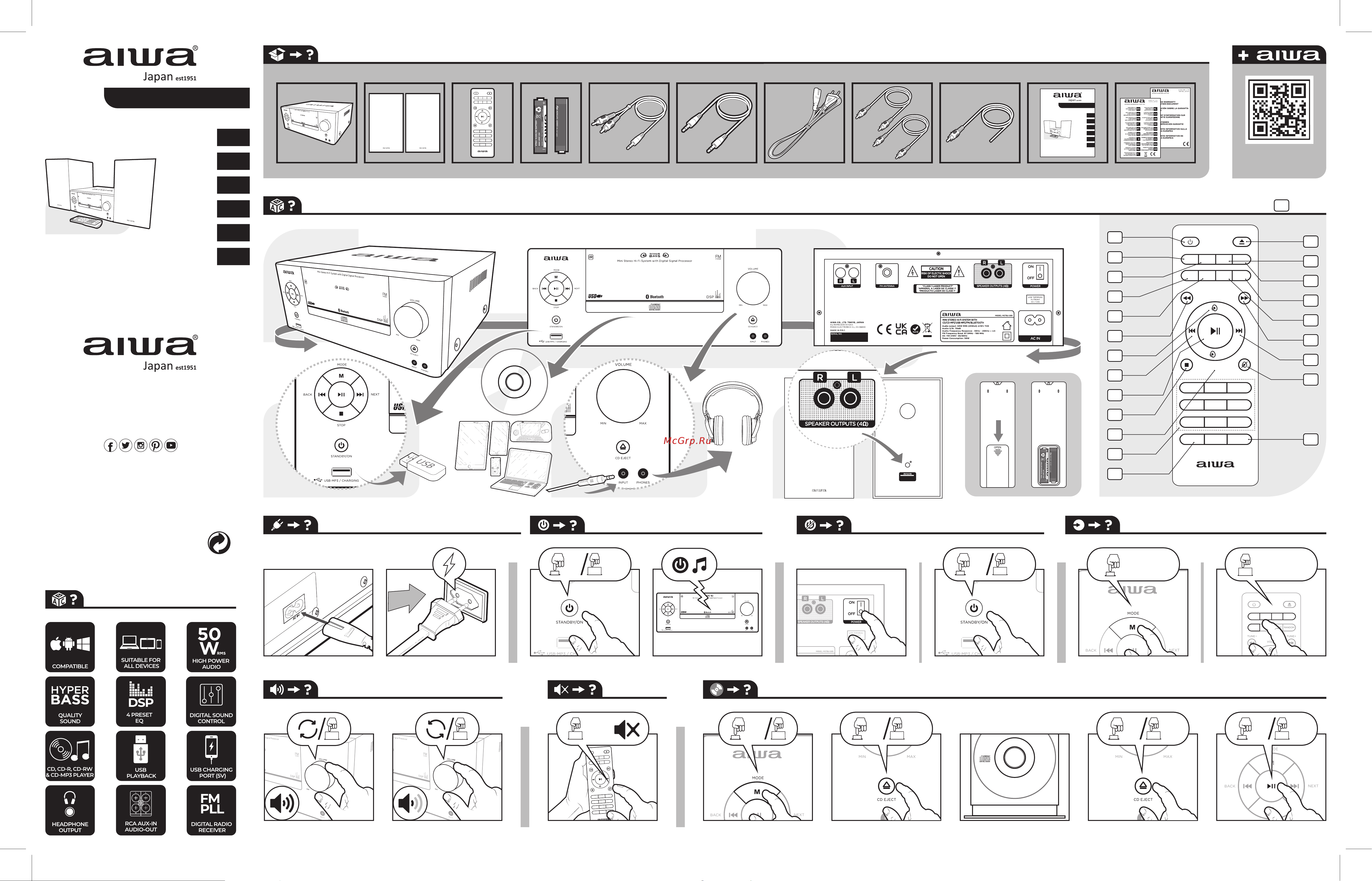 Aiwa MSBTU-500 Руководство по эксплуатации онлайн