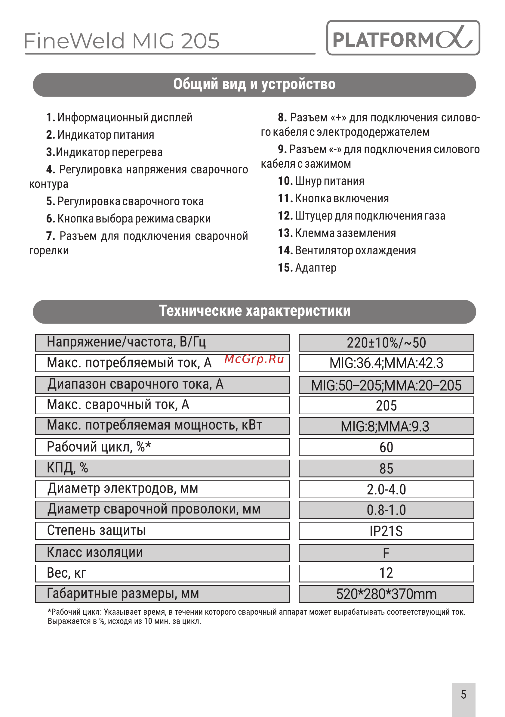 Platforma FW MIG205 [5/16] Страница 5